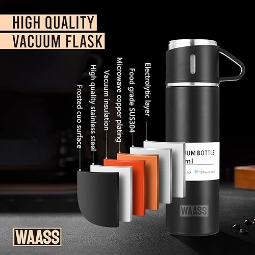 Miniatura 6 de WAASS Juego de regalo de termos con aislamiento al vacío frasco de viaje caliente y frío con tapa de taza perfecto para café y té caliente juego de