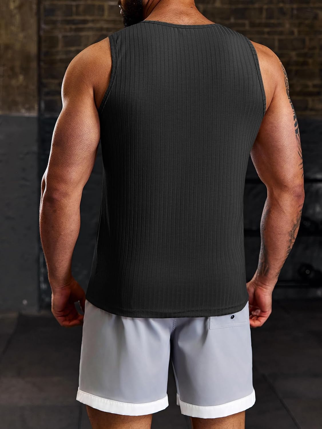 Runcati Men's Ribbed Tank Tops Knit Sleeveless Workout T Shirt Muscle Gym Fitness Tee - Image 3