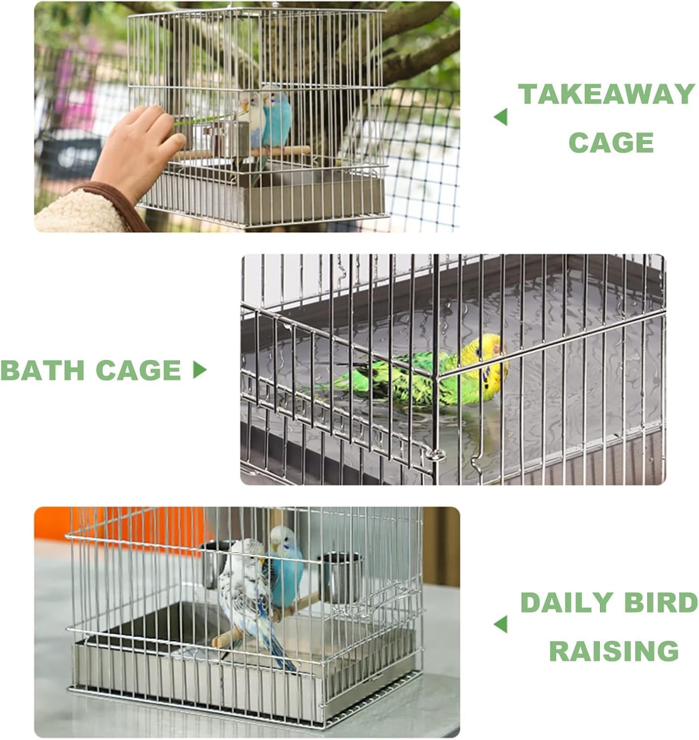 Jaula para Loros, Jaula de Vuelo, Jaula de Metal con Soporte rodante y Bandeja Inferior para cacatúas, periquitos, pájaros, Perchas de Vuelo, Jaula para pájaros