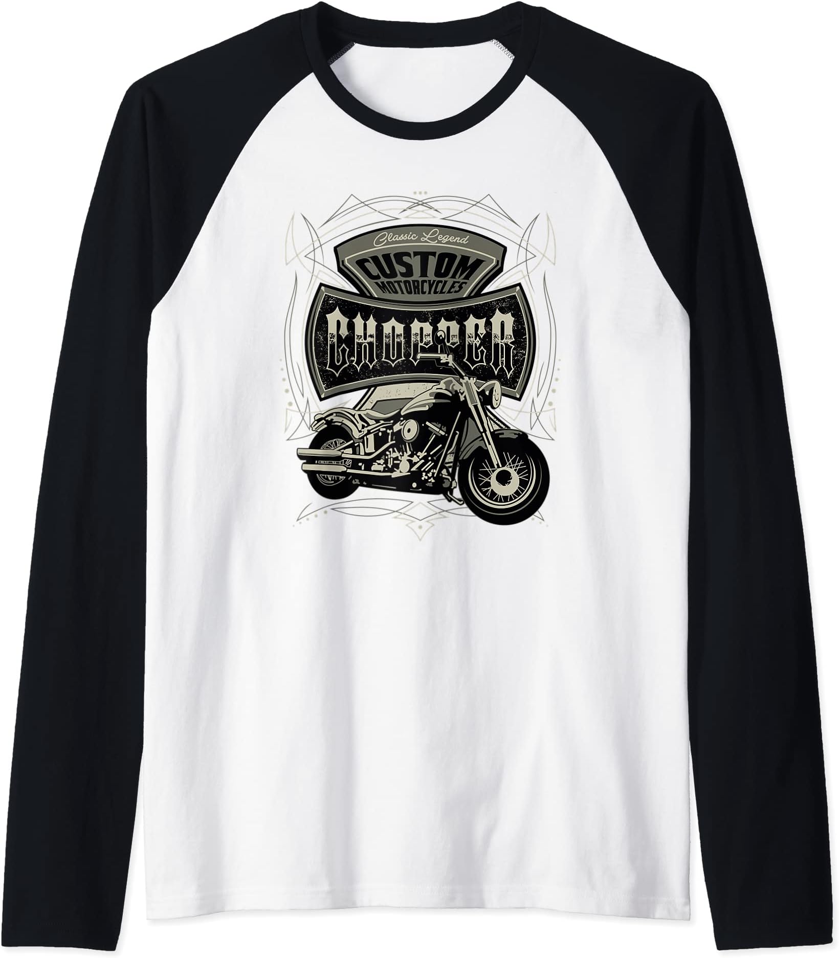 Smokin Roads Biker Motorcyclist Chopper GiftCustom Motocycles | Chopper biker motorcycle Raglan Baseball Tee