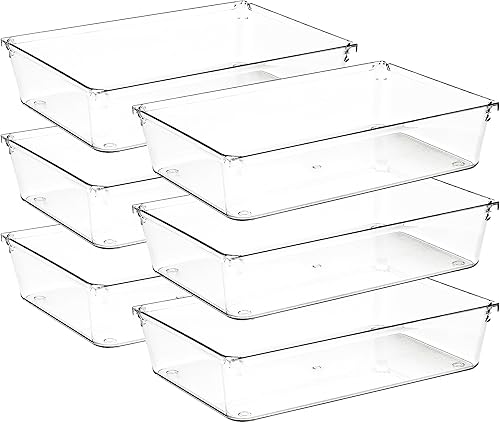 Miniatura 19 de Paquete de 4 organizadores de cajones, contenedores de almacenamiento de acrílico transparente de 6 x 9 pulgadas con almohadillas antideslizantes,