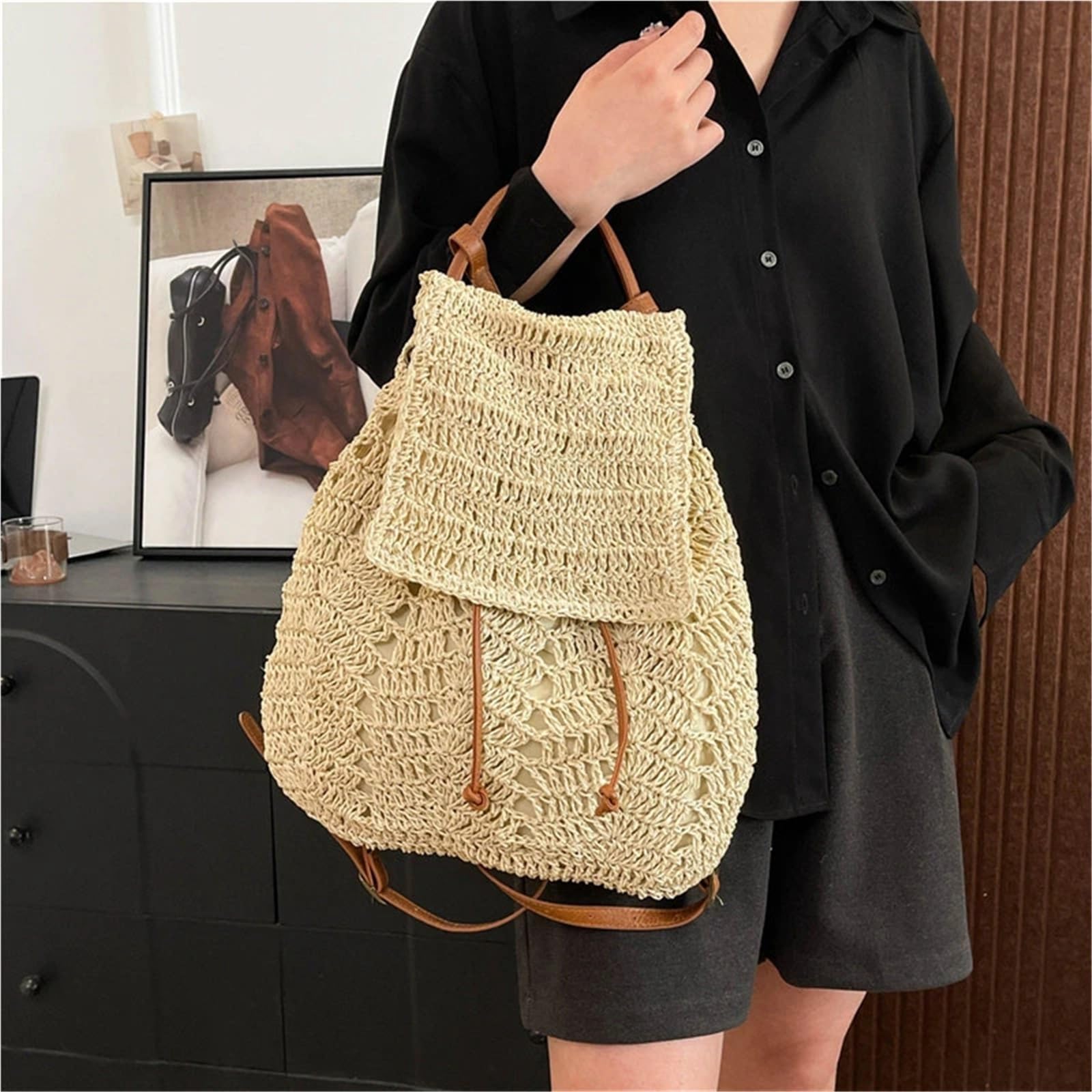 Zaino alla moda in tessuto cavo for le vacanze al mare