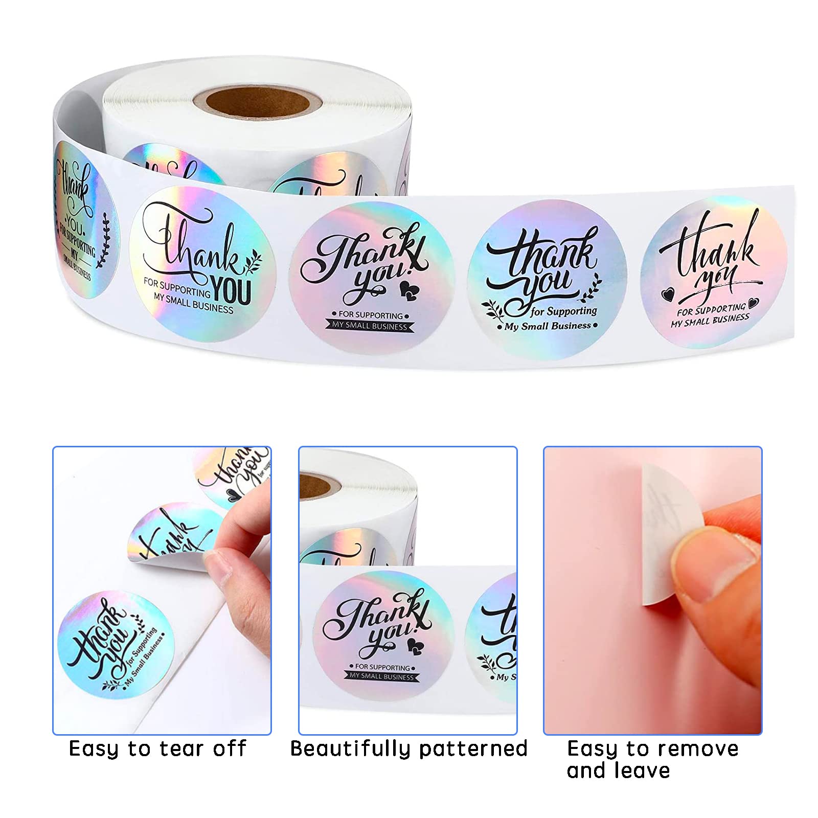Thank You Rotolo 500 Pezzi Adesivo di Ringraziamento Adesivi Circolari Handmade Etichette Adesive Grazie per Sacchetti Imballaggio Sigillatura Buste Fai Da Te Decorativo