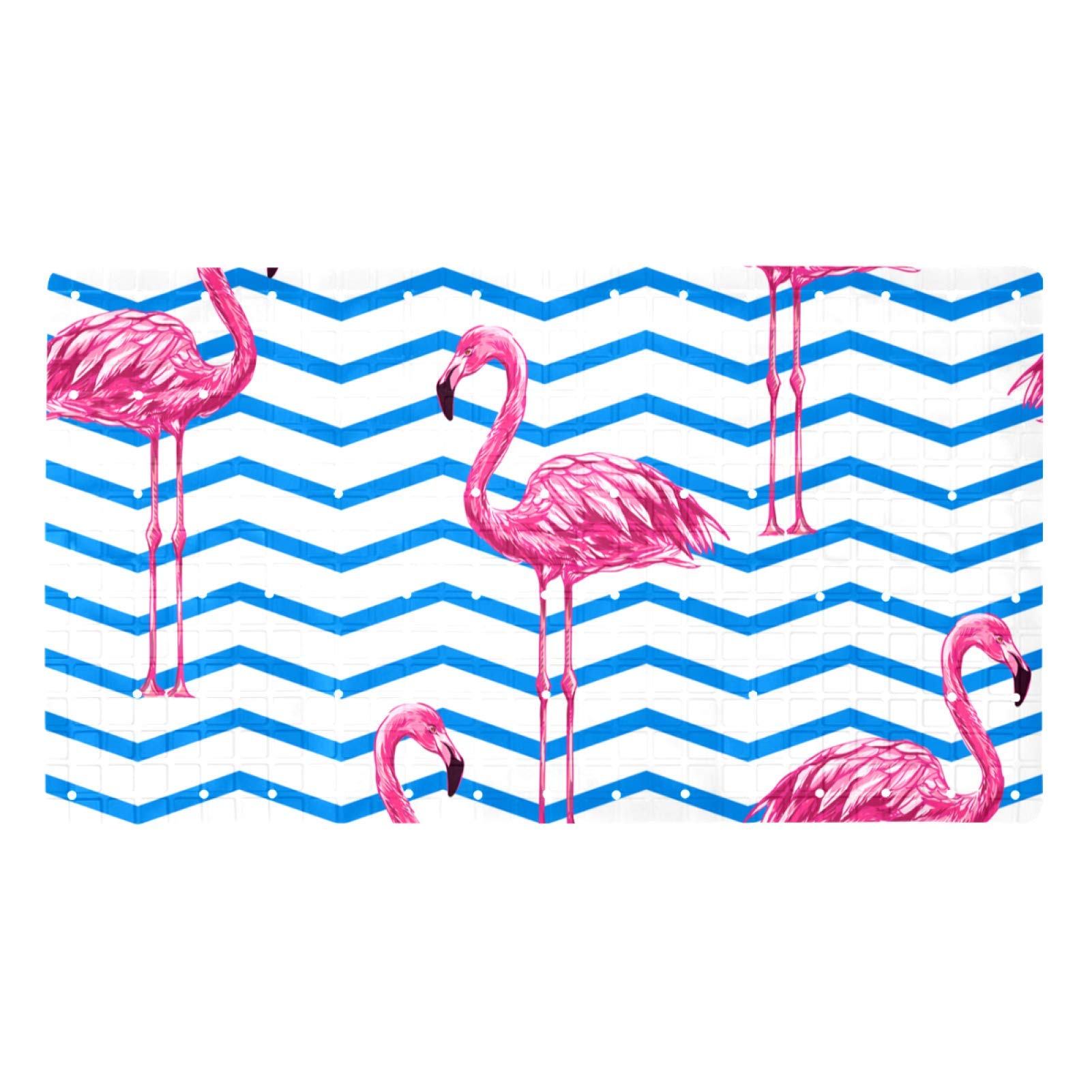 Alfombra de ducha de mascotas y baño de hotel con zigzag azul