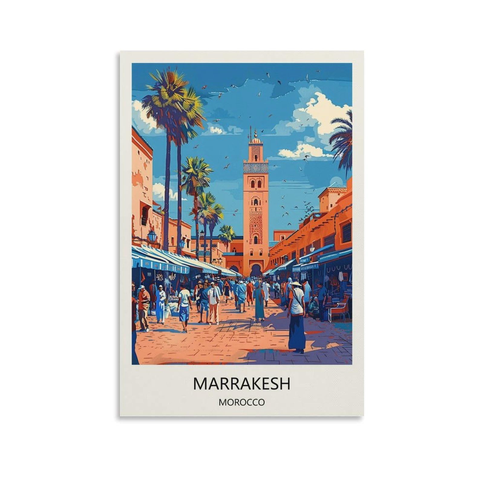Yjneng Unframed Canvas Art Picture Marrakesh Morocco Wall Decor Art Painting Posters Modern Family Decorative Poster 12X18inch(30X45cm)