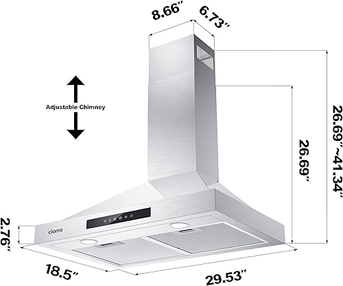 Miniatura 2 de Campana extractora sin conductos de 30 pulgadas de montaje en pared para cocina en acero inoxidable con función de apagado automático AWS75308
