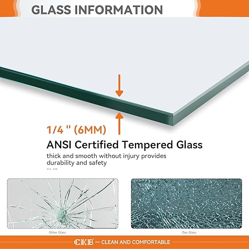 Miniatura 4 de CKB Puerta de ducha doble corredera, 56"-60" W x 72" H Puerta de ducha semi-sin marco, 14" (6 mm) ANSI vidrio templado acabado cromado