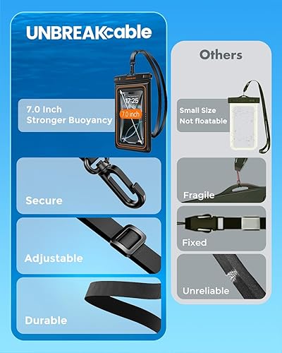 Miniatura 7 de UNBREAKcable Floating Waterproof Phone Pouch 2 Pack, IPX8 Waterproof Phone Case Dry Bag KayakBeachCruise Travel Essentials, Water Proof Pouch for