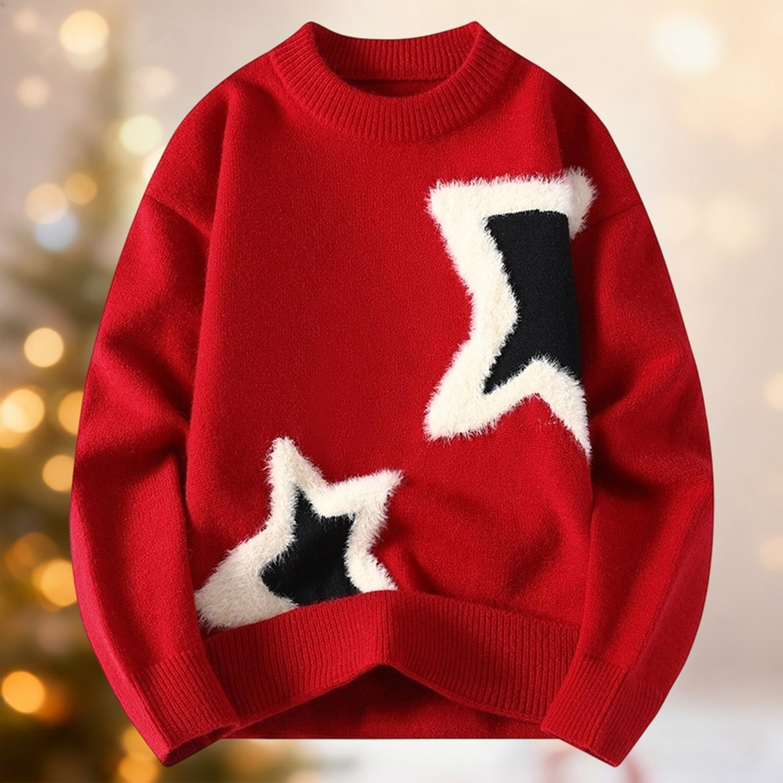 Suéter de Punto con Estrellas de visón para Invierno, cálido, Forrado con vellón, diseño de Hilo Suave, Ropa Informal cómoda.