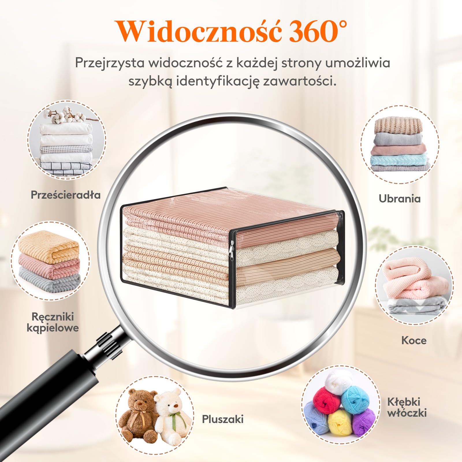 Lifewit 3 przezroczyste worek do przechowywania ubrań, plastikowe worki z zamkiem, 36 l
