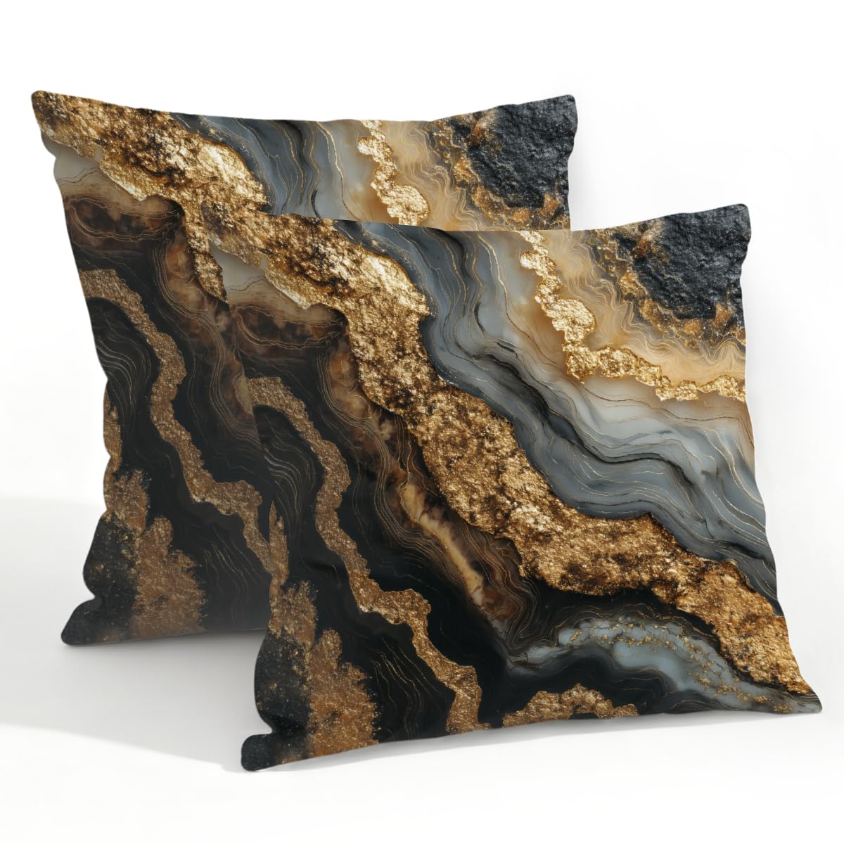 Outdoor Pillow Covers Waterproof Pillowcases 22x22in Set of 2 Modern Abstract Marble Stone Texture Decorative Throw Cushion Case for Couch Sofa Garden Patio Furniture