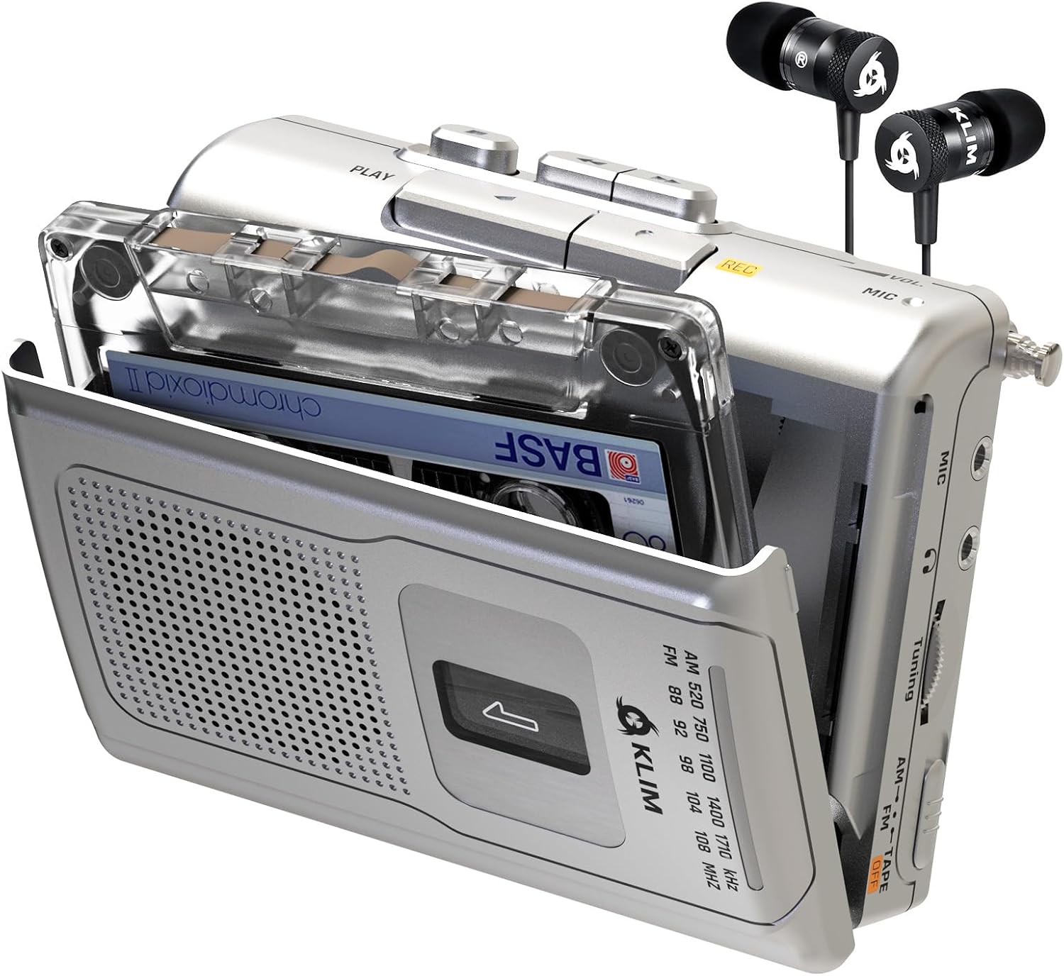 KLIM K8 Cassette Tape Player Portable - Cassette Recorder - New Version - AM/FM - Built-in Microphone