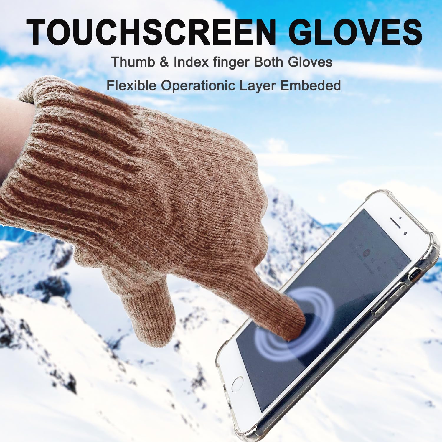 Beurlike Guantes de invierno de lana para hombres y mujeres, con forro polar, para pantalla táctil, cálidos, térmicos, para nieve, guantes de punto trenzado para clima frío, regalo