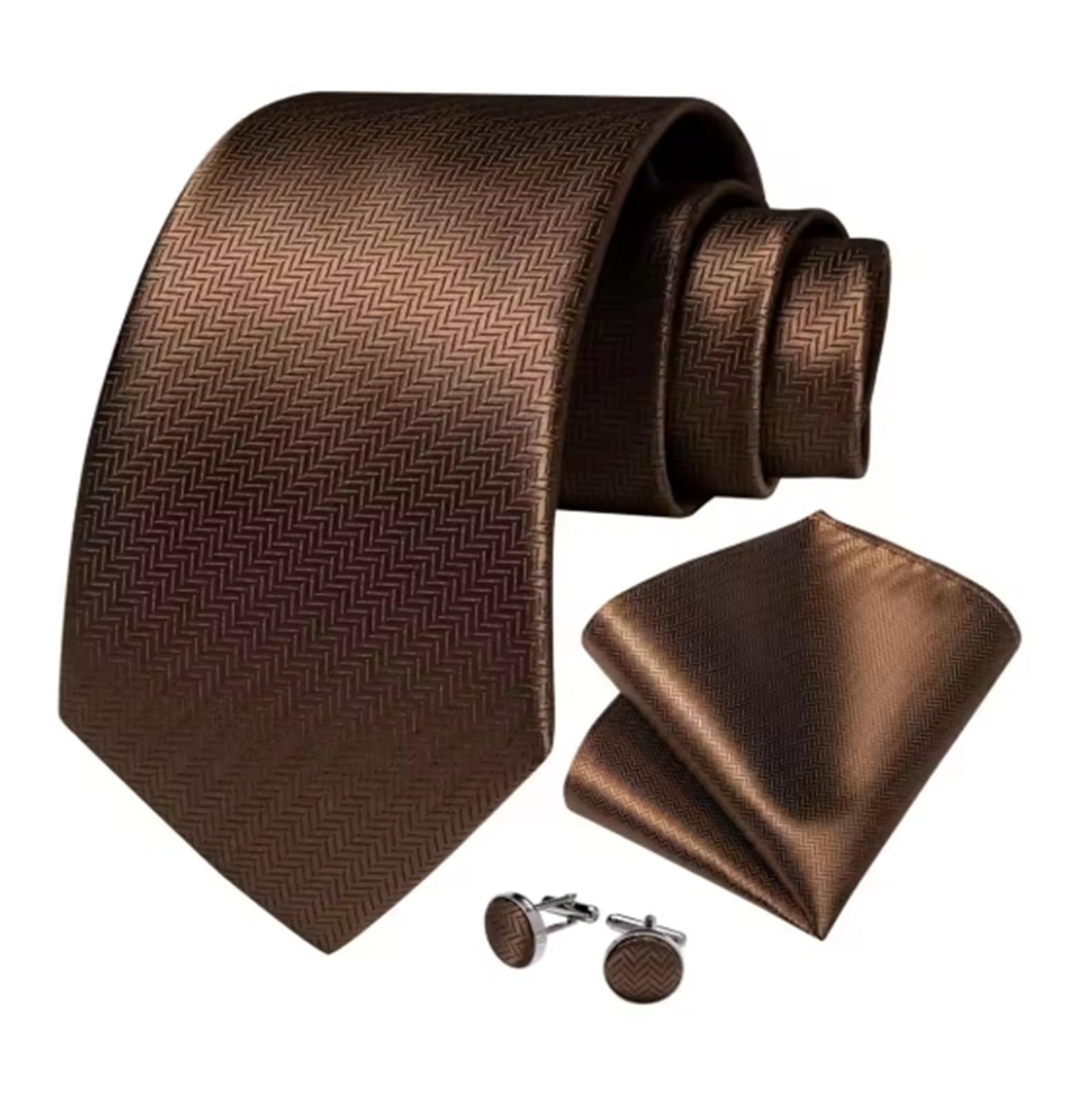 Krawatten for Männer, Business-Hochzeit, Seide, Krawatte, Einstecktuch, Manschettenknöpfe, Set mit Krawattenklammer, Geschenk for Männer