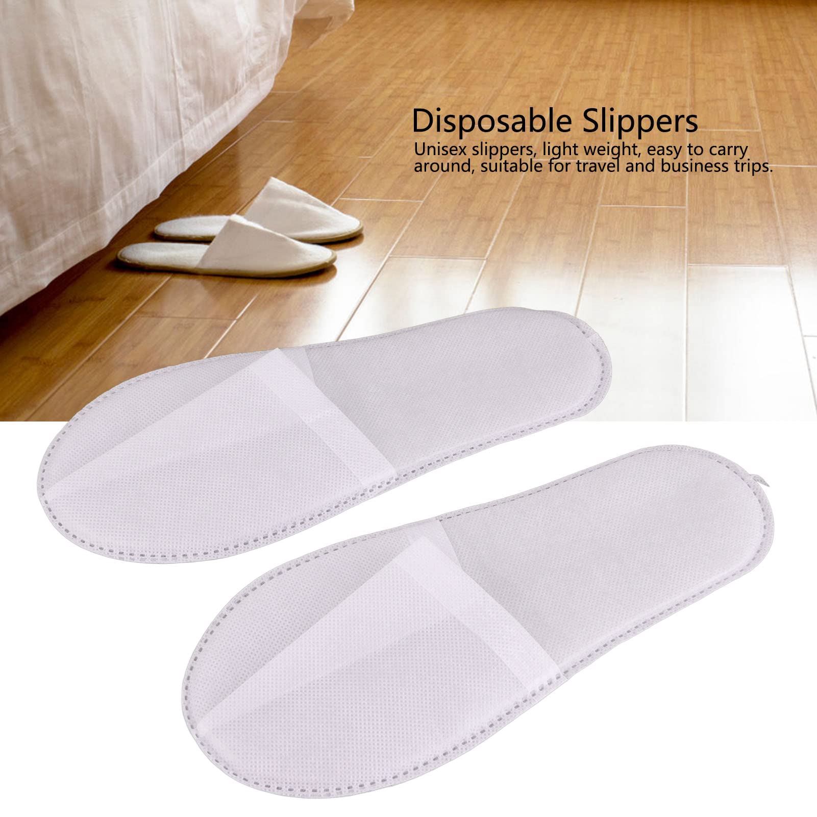 Tissting 50 Pares Zapatillas Desechables, Blancas, Portátiles, Unisex, Antideslizantes para Hotel, Spa, Viajes, Viajes de Negocios, Habitación de Invitados, Familia (Tela)