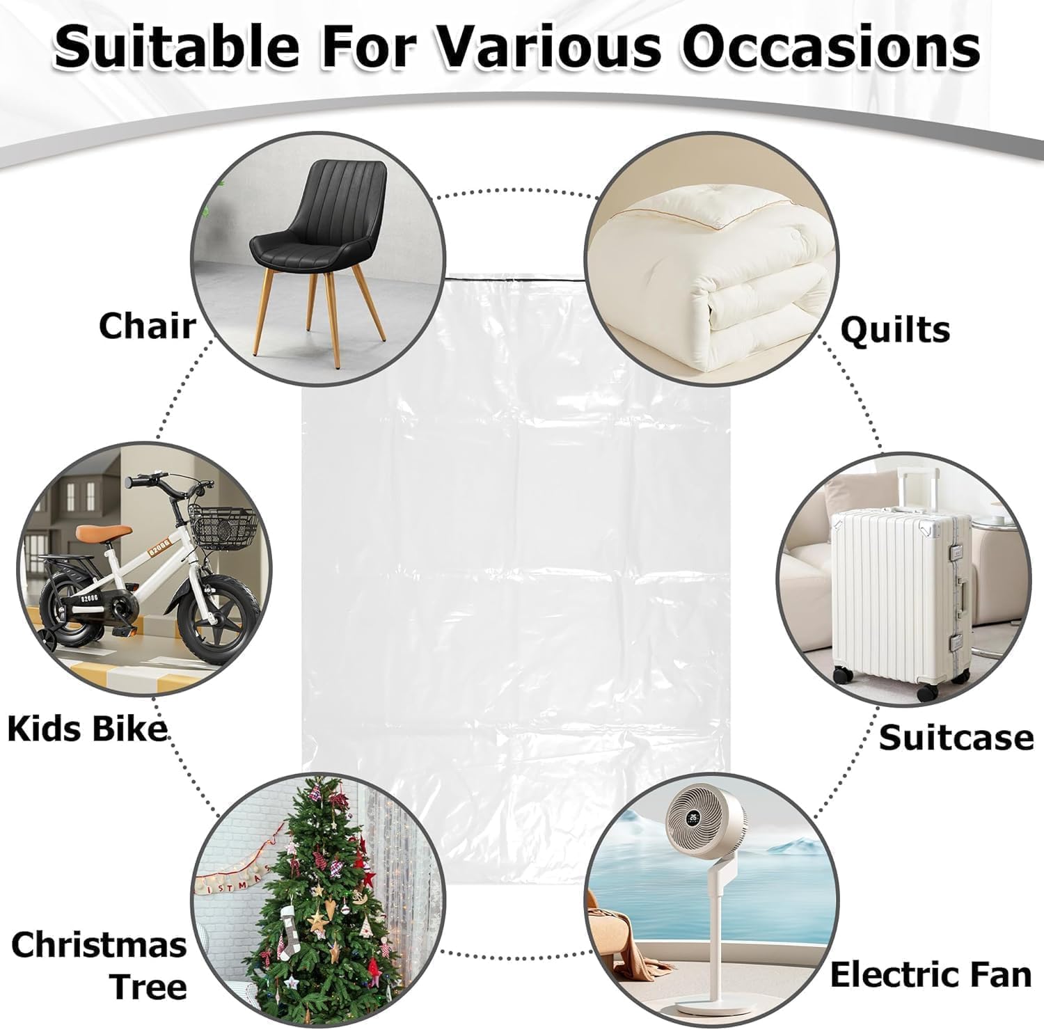 2 Pack Golf Bag Covers, 40” x 60” Extra Large Clear Drawstring Dust Covers, Thick Plastic Golf Storage Bags for Organizing & Protection, Reusable