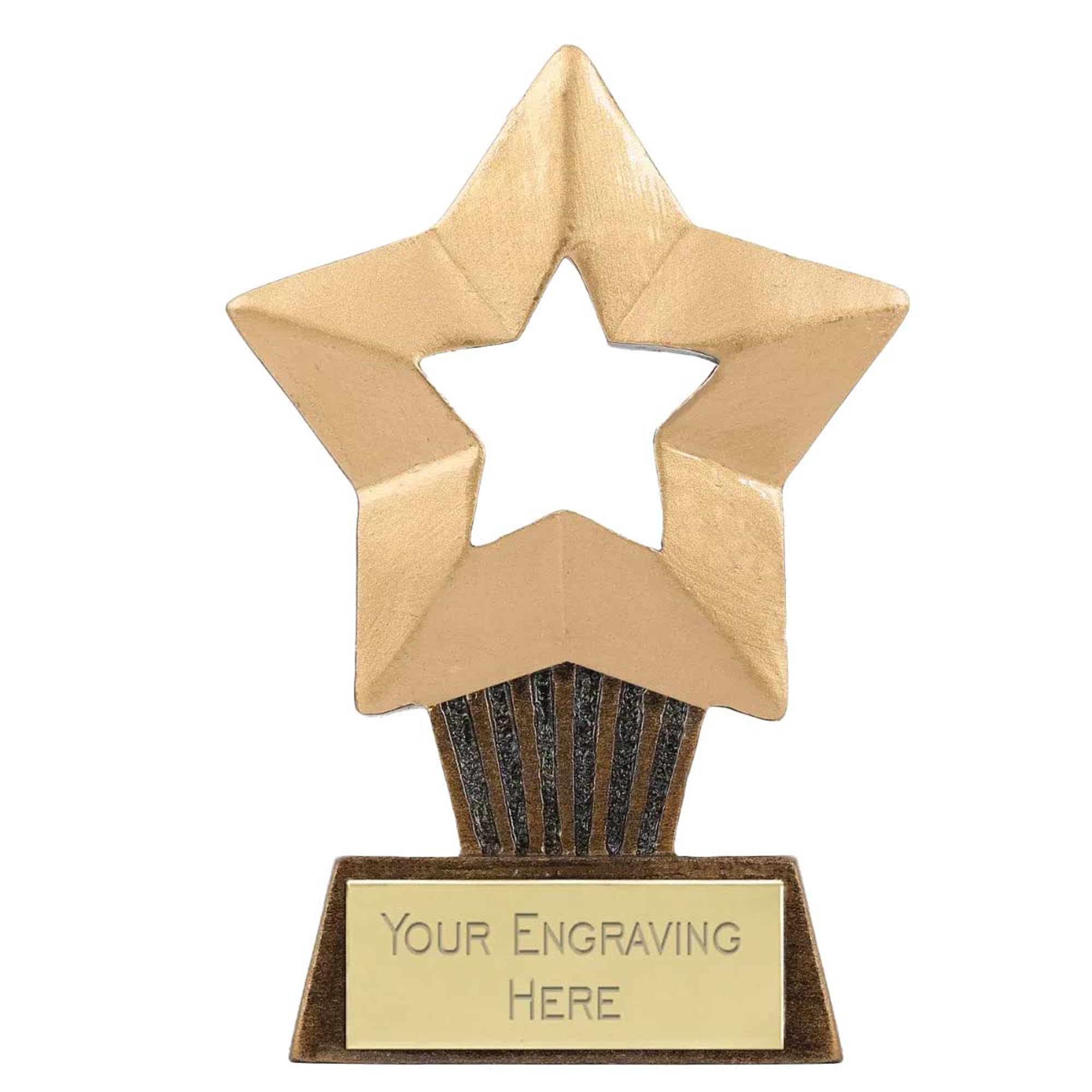 TROPHIESPLUSMEDALS Personalised Mini Star Trophy - Gold, Free Engraving | 10cm | Kids Party, Sports Day, School & Games Reward