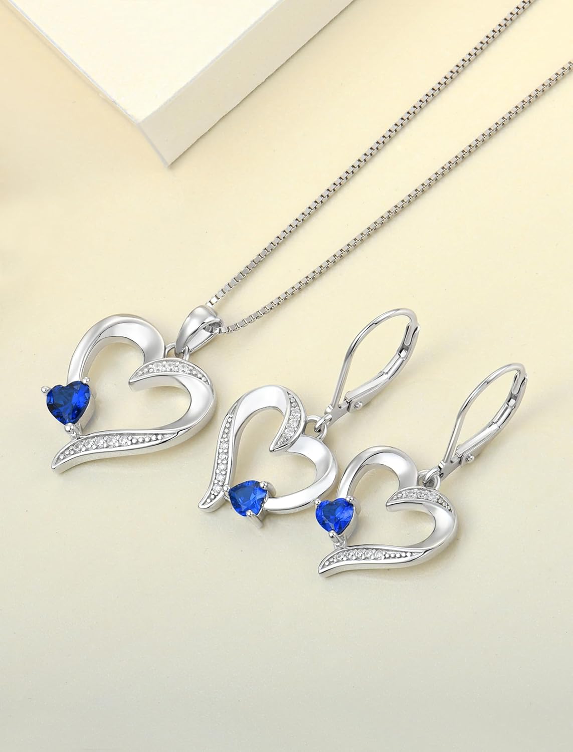 YL Heart Necklace 925 Sterling Silver Love Heart Pendant Birthstone Jewelry for Women - Image 5