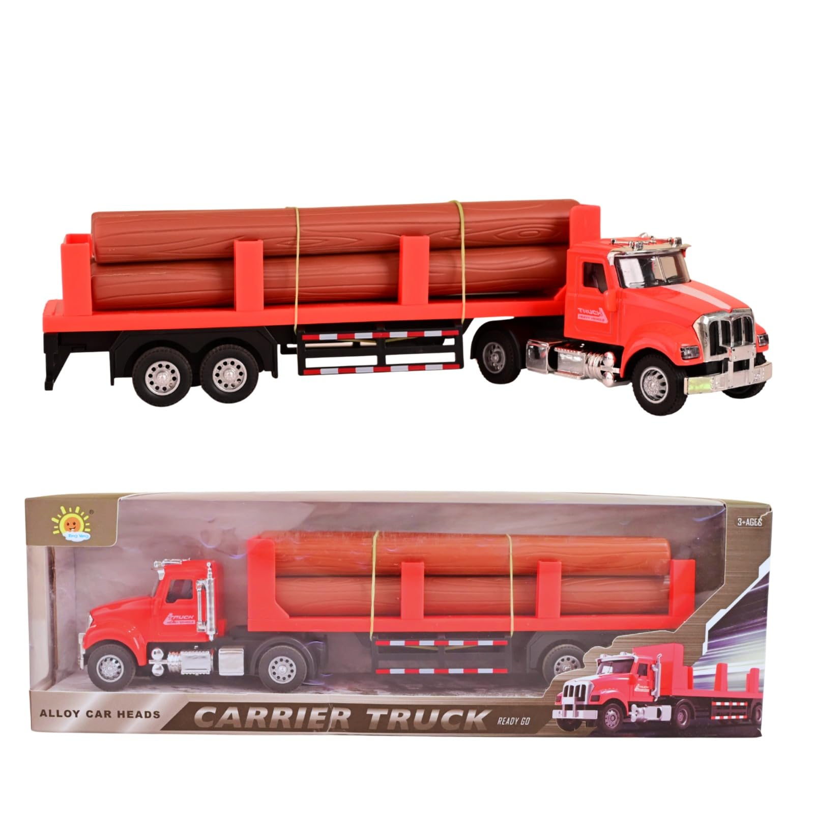 WireScorts Die Cast Metal Carrier Truck for Kids, Pull Back Trucks with Light & Sound, Alloy Metal Die Cast Truck for Boys - Red