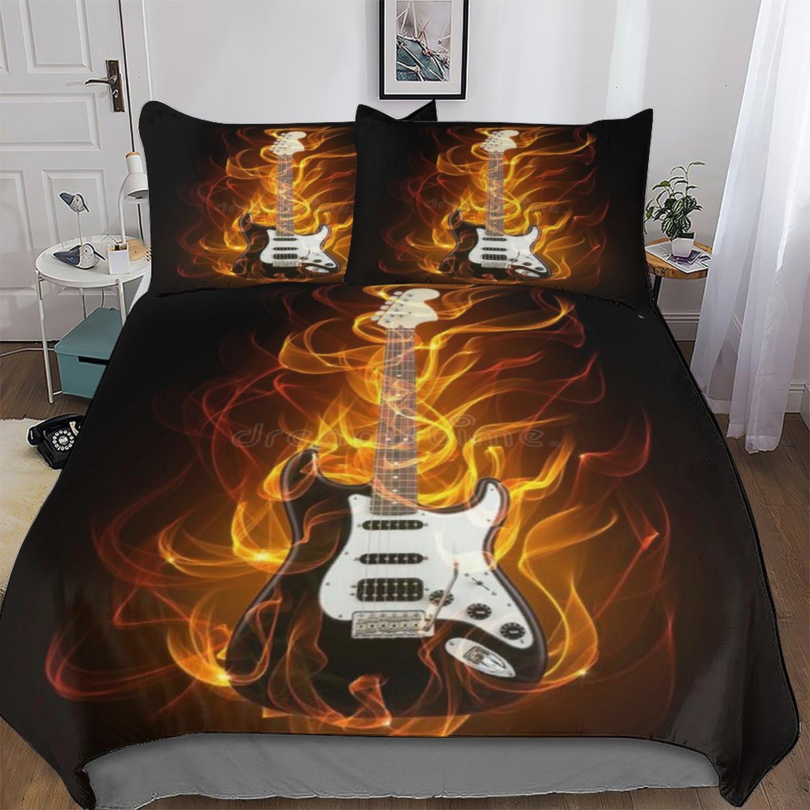 Parure de lit guitare zippée 200x200 : finis les boutons cassés et les lits défaits