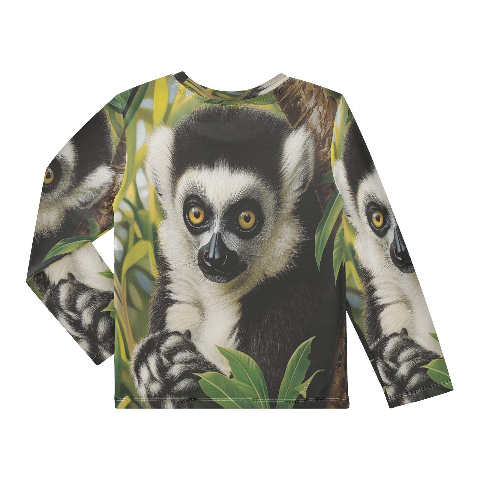 Lemur Leaves Green Rash Guard Shirt for Boys Sun Protection Shirt for Kids Toddler UPF50+ 5-6T