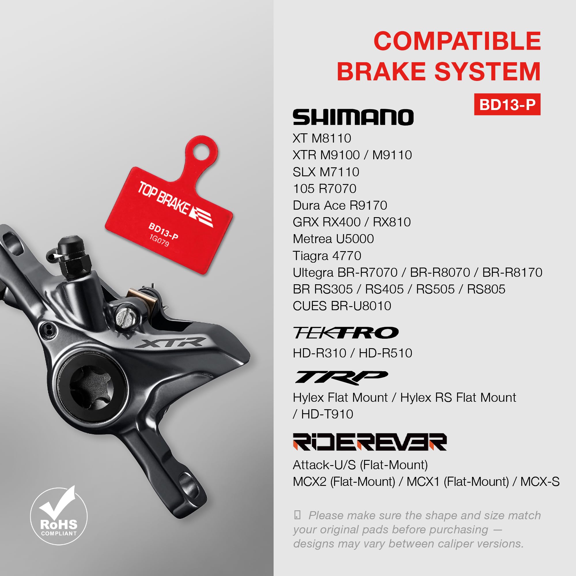 TOP BRAKE Pastiglie freno a disco compatibili con Shimano XTR-M9100 RX400/810 Tektro HD-R310 510 TRP-Hylex | MTB Road Gravel racing cycling