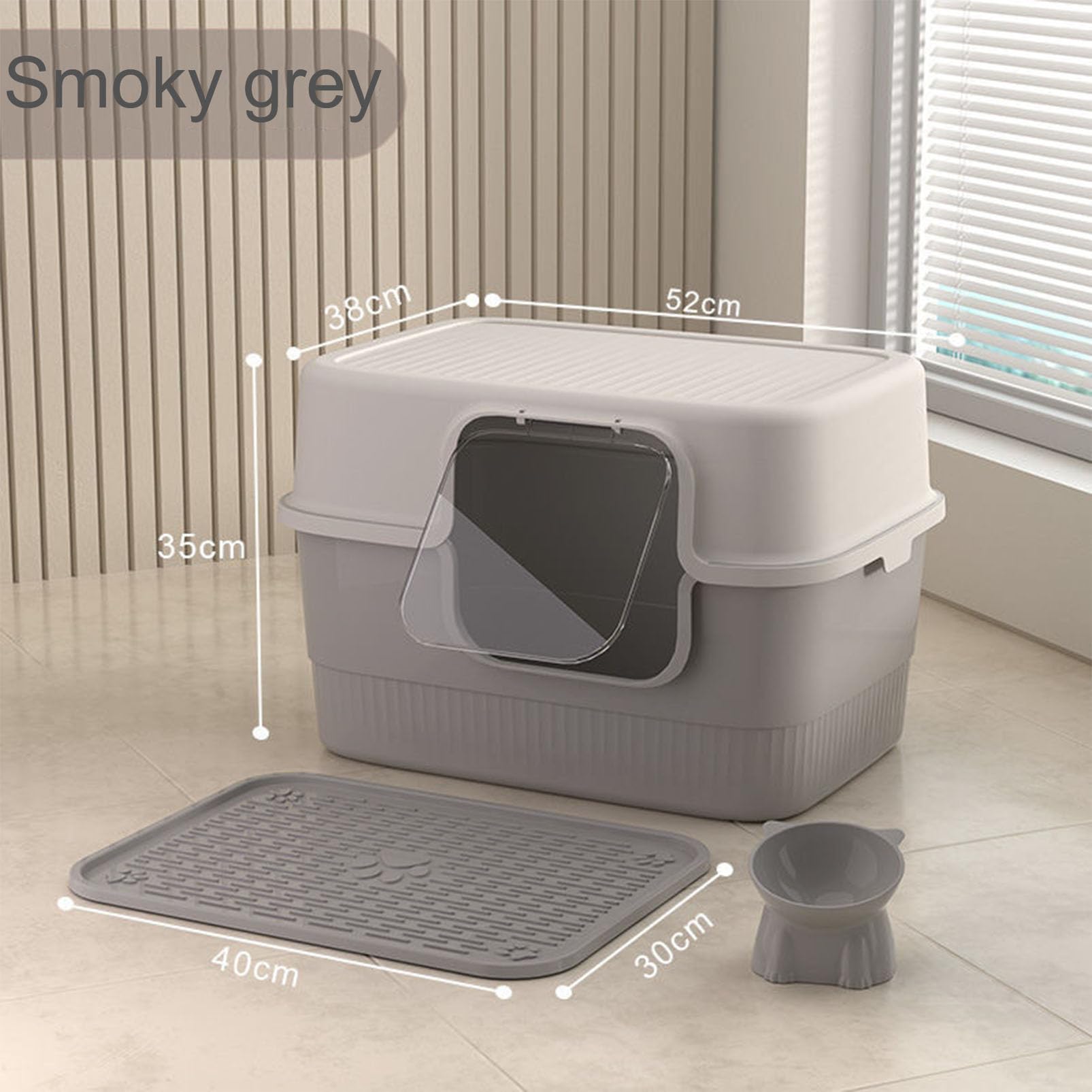 Arenero para Gatos Cubierto Caja de Arena Desmontable, Adecuada para Gatos pequeños, medianos y Grandes, fácil de Limpiar, Control de olores, Superficie Antiadherente, extraíble