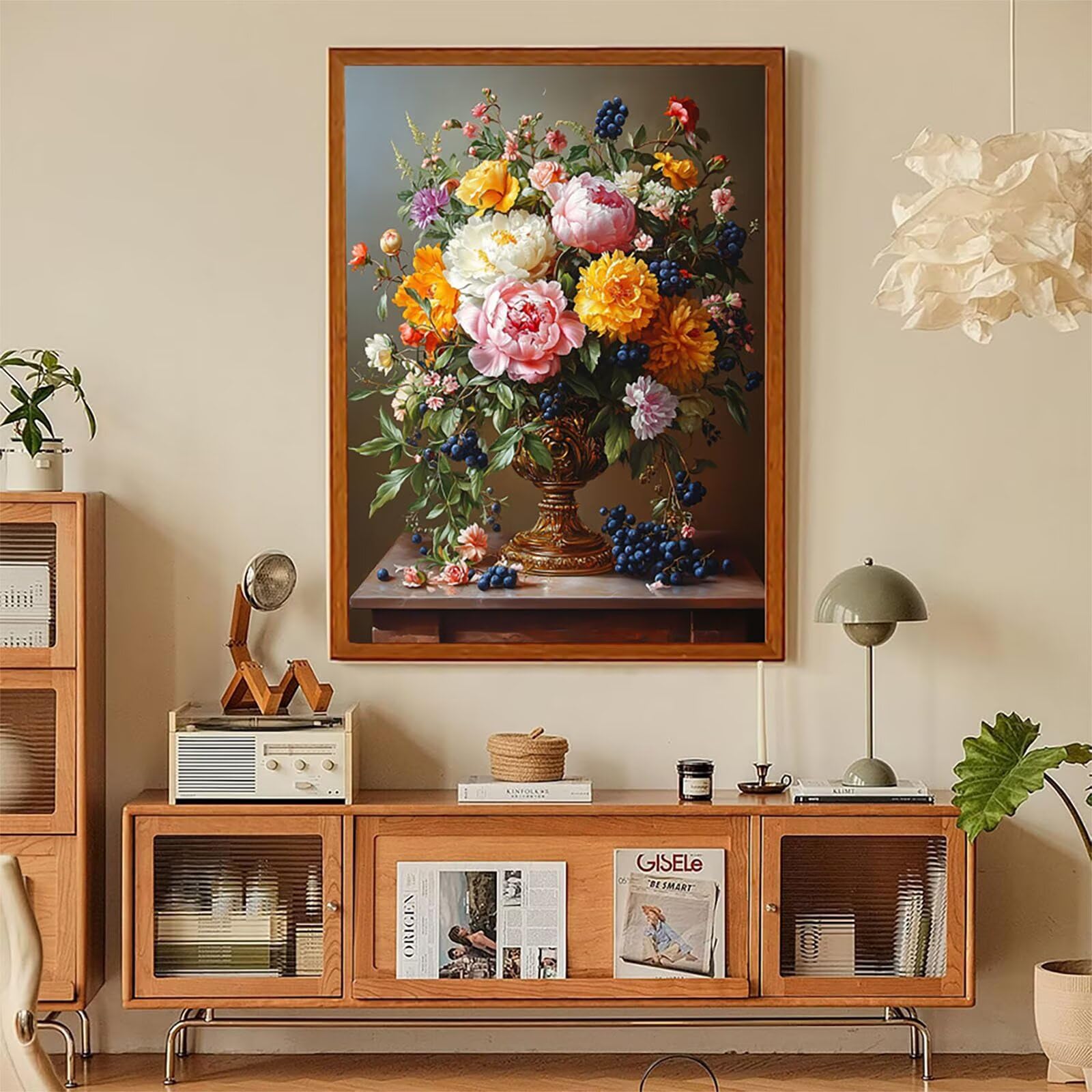 5D Diamond Painting Blaubeere, Diamond Painting Erwachsene Blume, DIY Basteln Erwachsene Kreuzstich Set, Vollbohrer Diamant Gem Crystal Art Kit, Deko Wohnzimmer und Weihnachtsdeko 90x120cm A-3304