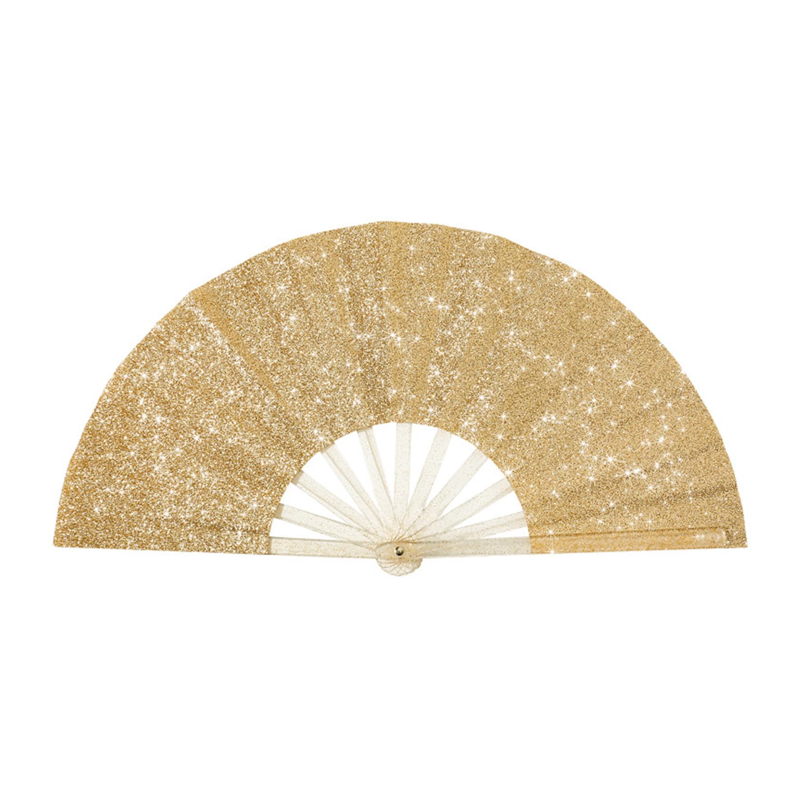 carotoe Sparkling Kungfu Handheld Folding Fan Frame for Stage Light Show Dance Competitions and Theatrical Sparkling Stage Fan