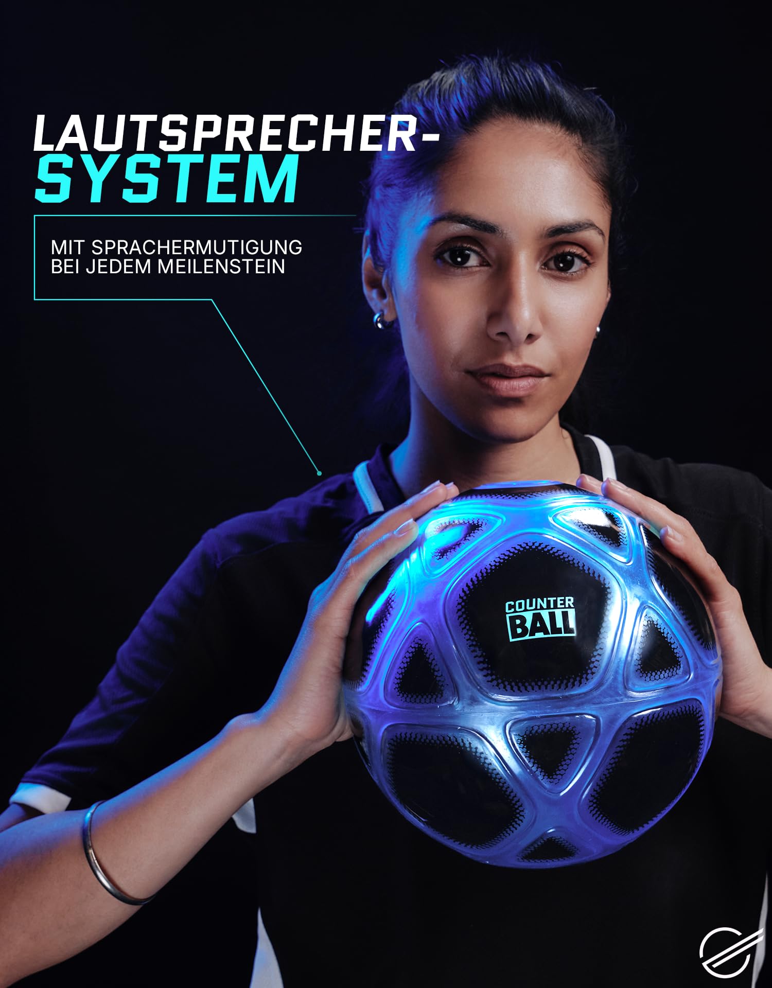 strikesphere Counter Ball, Fußballgeschenk für Jungen und Mädchen ab 6 Jahren: Zählball mit Licht- und Soundeffekten, weiß und blau