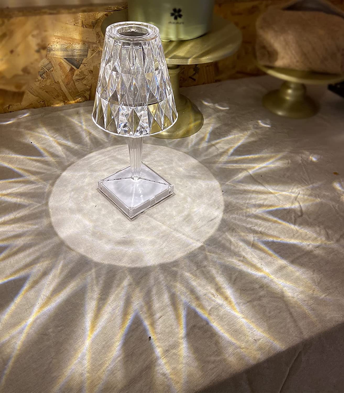 Citaaz (3 Color Crystal Diamond Table Lamp LED Atmosphere Lamp Adjustable for Bedside Bedroom Night Light (Touch) (Charging Cable.. Type - C)-image-3