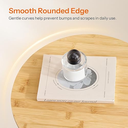 Miniatura 9 de HOOBRO Mesa auxiliar redonda pequeña, mesa auxiliar redonda de bambú de 3 niveles, mesita de noche para sofá, mesita de noche de estilo bohemio,