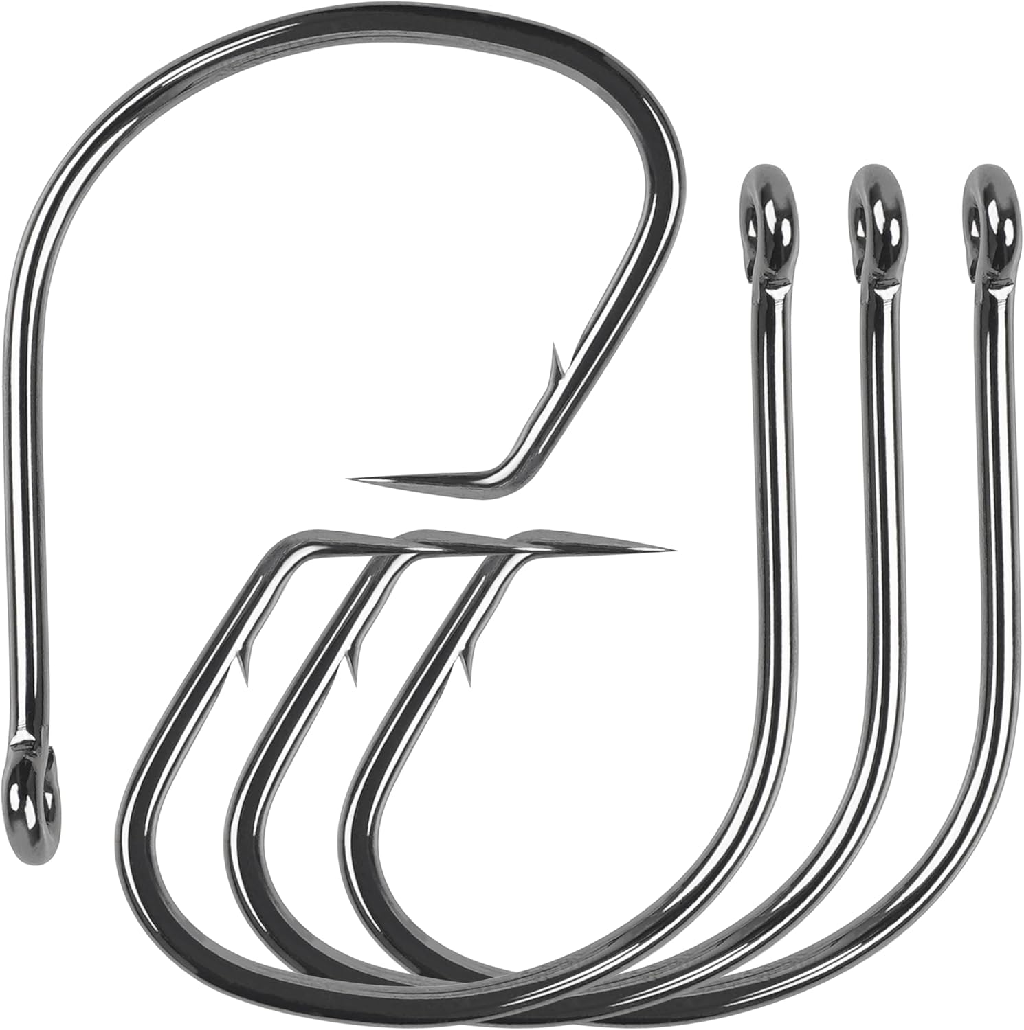 Fishing Circle Hooks Saltwater, 120pcs Catfish Hooks Offset Circle Octopus Fishing Hooks High Carbon Steel Black Nickel 2X Strong Barbed Fishhooks for Bass Trout Catfish Freshwater Size 6#-10/0