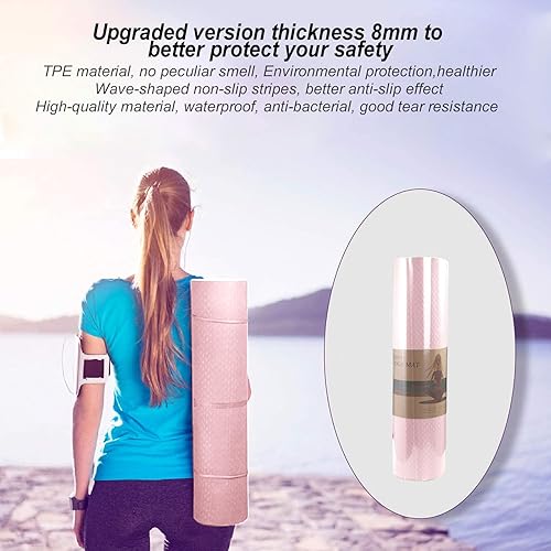 Miniatura 6 de Tapete de yoga de 13 de pulgada QMKGEC de 0.315 pulgadas, elastómero termoplástico, antideslizante, extra grueso, de alta densidad, respetuoso con