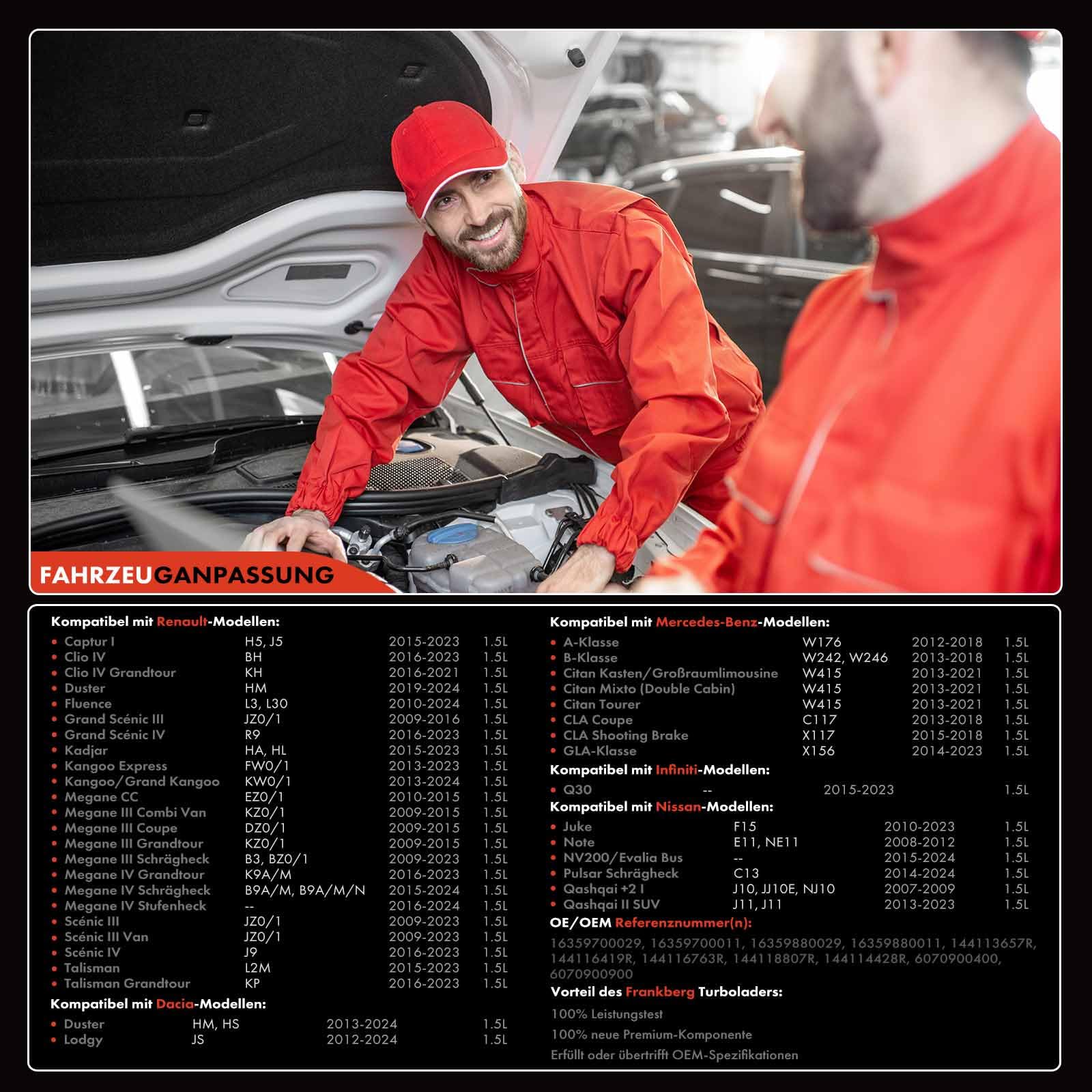 Frankberg Système d'échappement, turbine, roue motrice, roue de compresseur, turbocompresseur, turbocompresseur, turbo, chargeur turbo, remplace# 16359700029