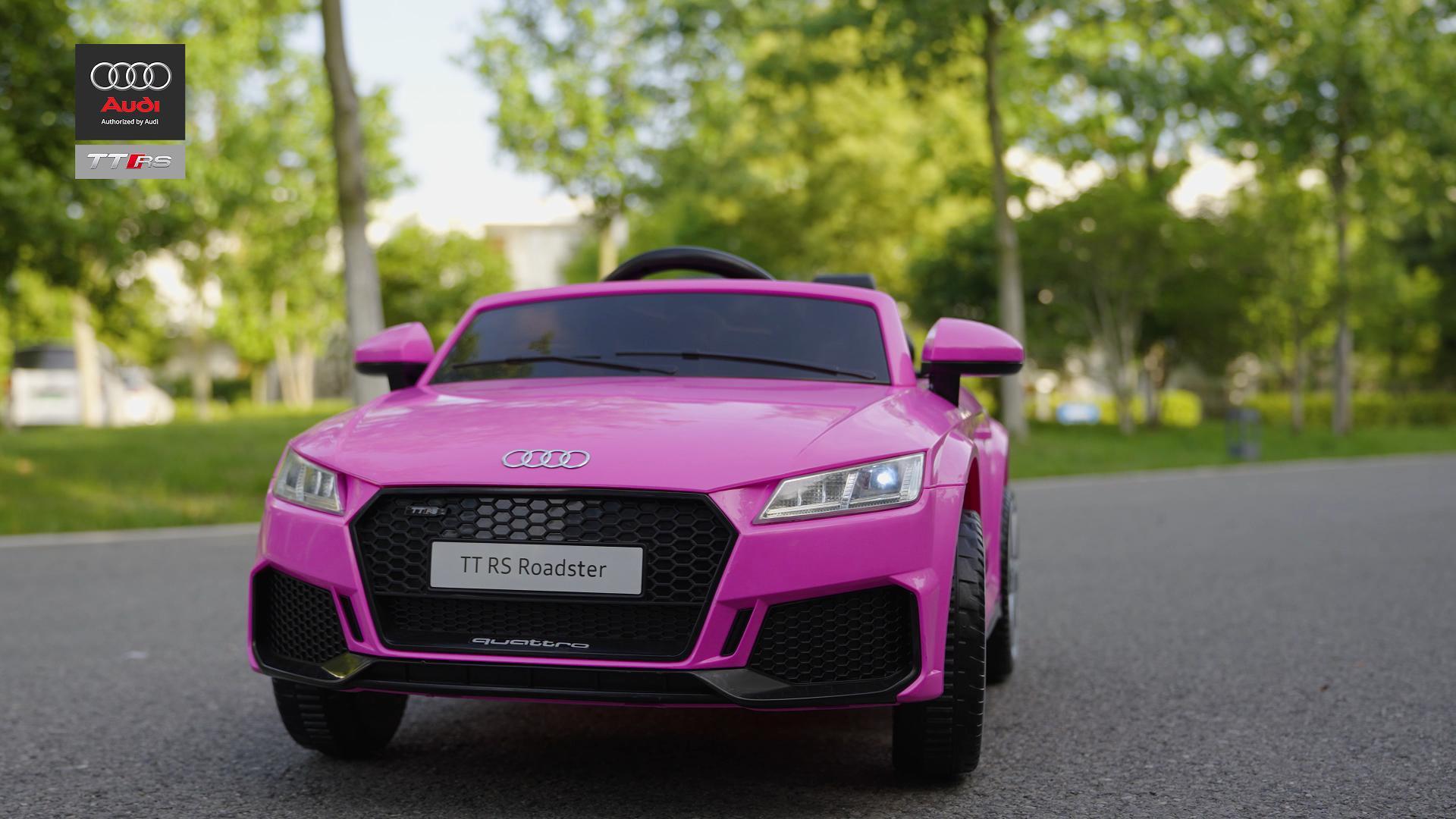FINOOS Coche Eléctrico Infantil A.U.D.I. TTRS 12V – Rosa, Con Mando 2.4 GHz, 2 Motores De 30W, Batería 4.5Ah – Para Niños De 1 A 4 Años