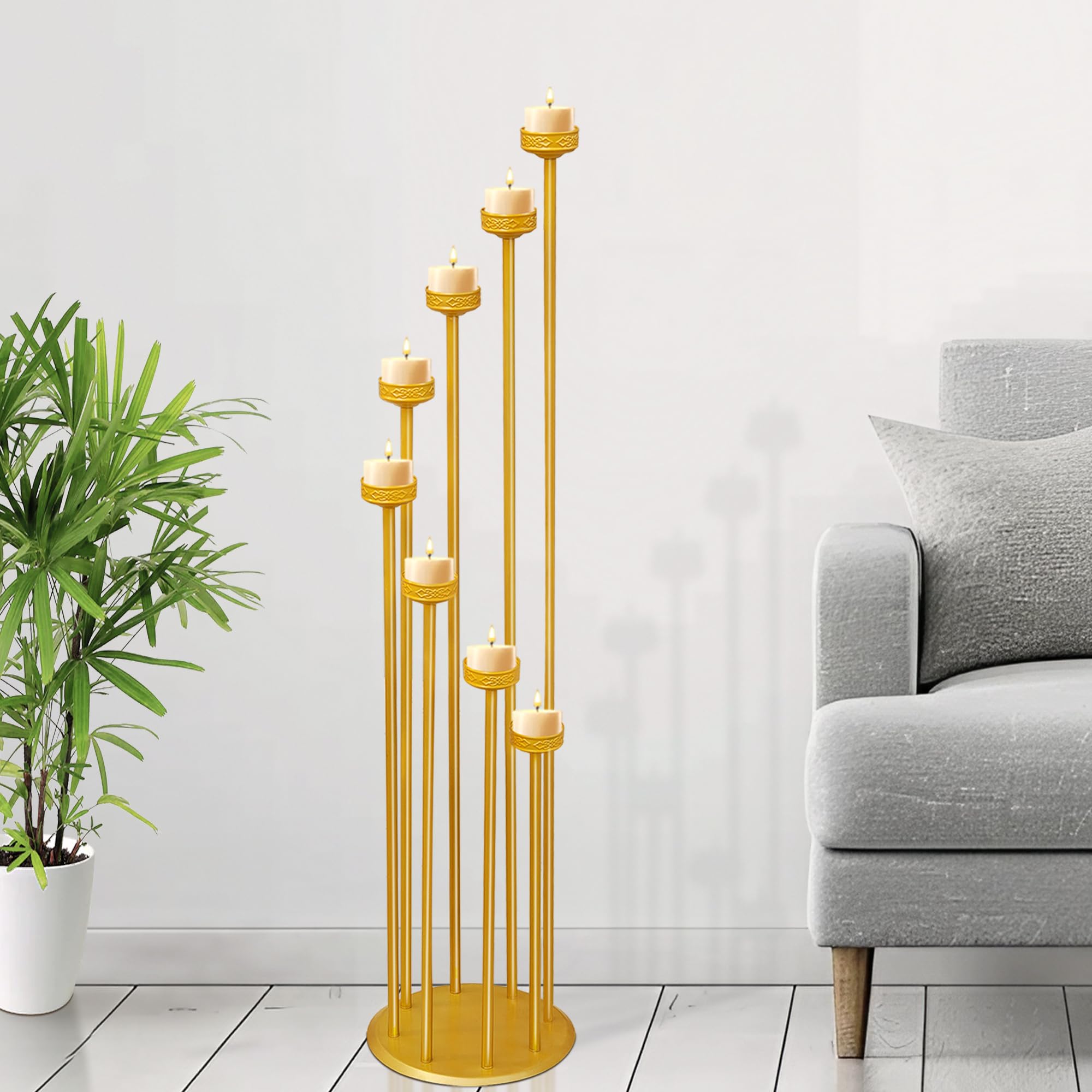 Floor Candle Holders, 9 Arm 46'' Height Candelabra Candle Holder, Floor Candelabra for Wedding Party Decoration, Gold
