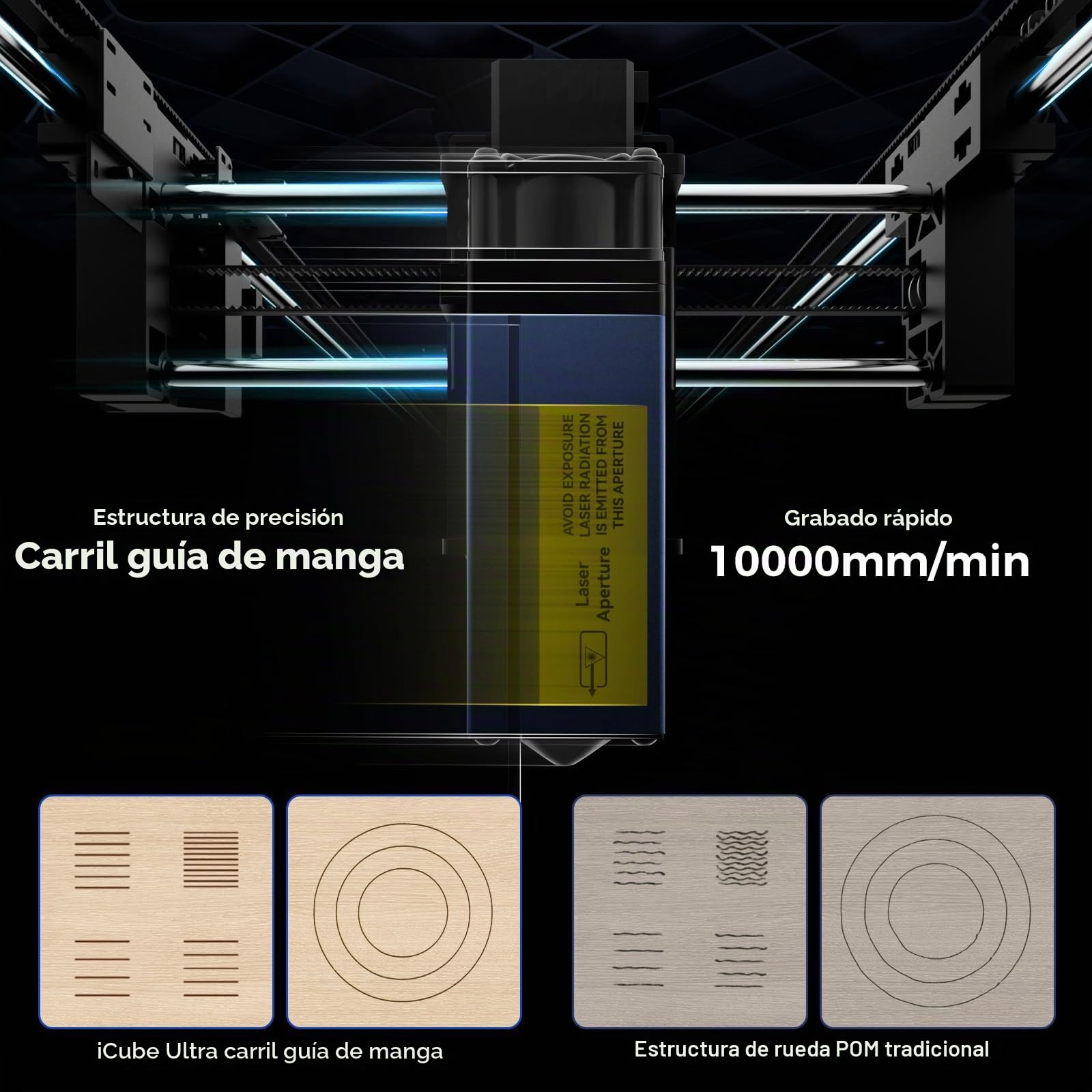 SCULPFUN iCube Ultra Dual 12W Grabador Láser, 12W Diodo & 1,2W Infrarrojo, con Autoenfoque y Filtro de Humo, Cortadora de Escritorio Cerrada para Madera, Cuero, Metales, Acrílico, 150x135mm