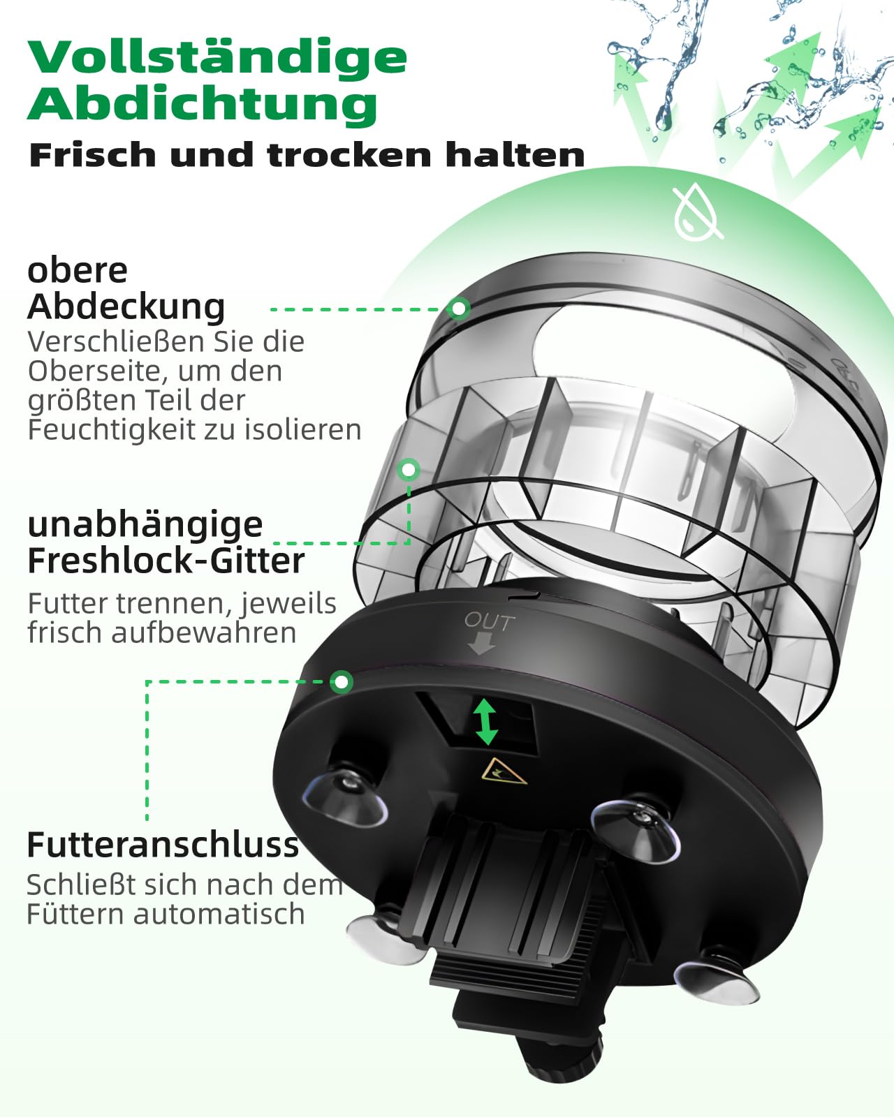 Papettly Futterautomat Aquarium, Automatischer Fischfutterautomat für Aquarium mit Timer, Futterautomat, Wiederaufladbare Fische Fischfutterspender mit USB-Kabel LCD-Anzeige Fisch Futterautomaten