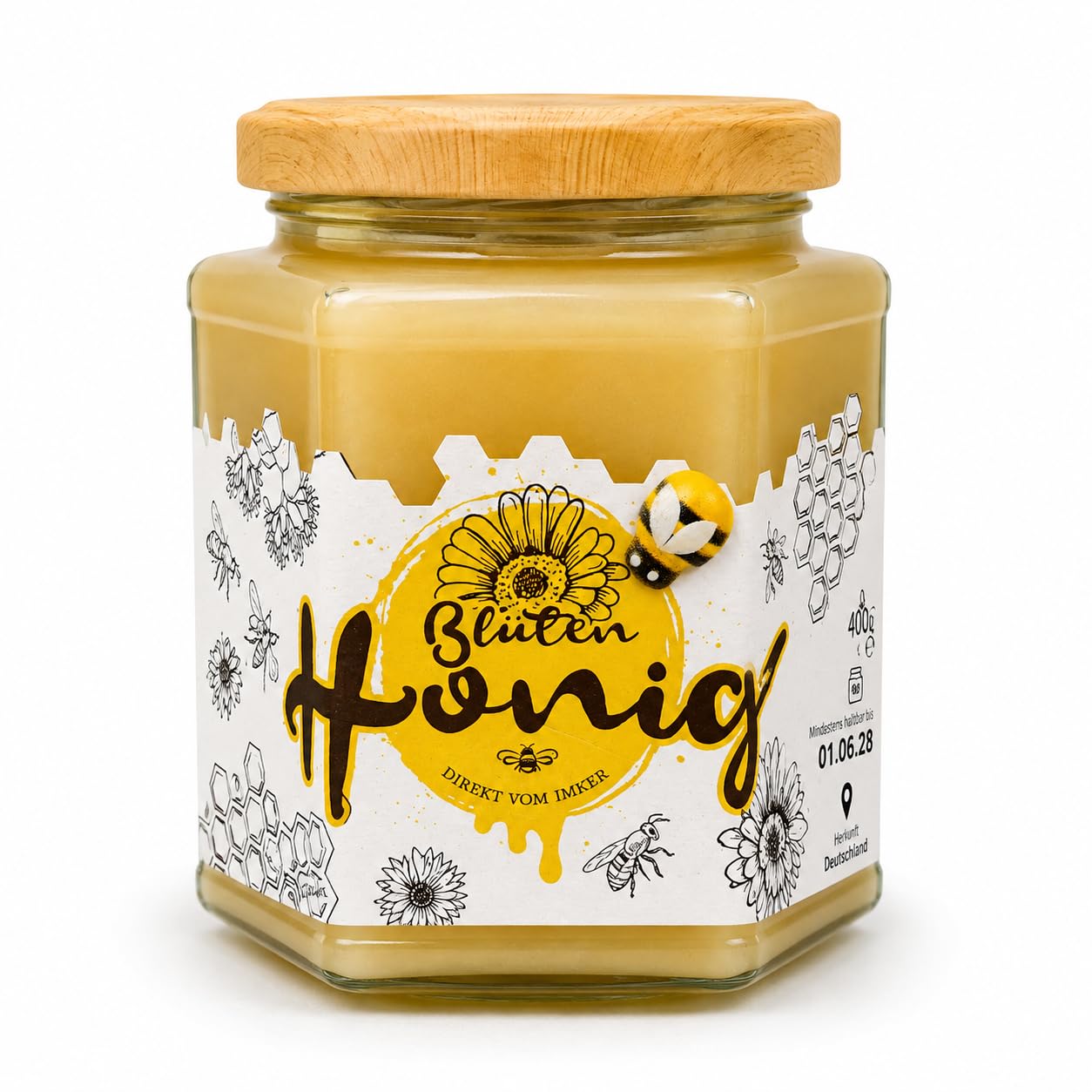 Floramiel Frühtrachthonig 6 x 400 g | 100 % Echter Deutscher Honig - Naturbelassener Frühtracht Blütenhonig aus eigener Imkerei in Deutschland