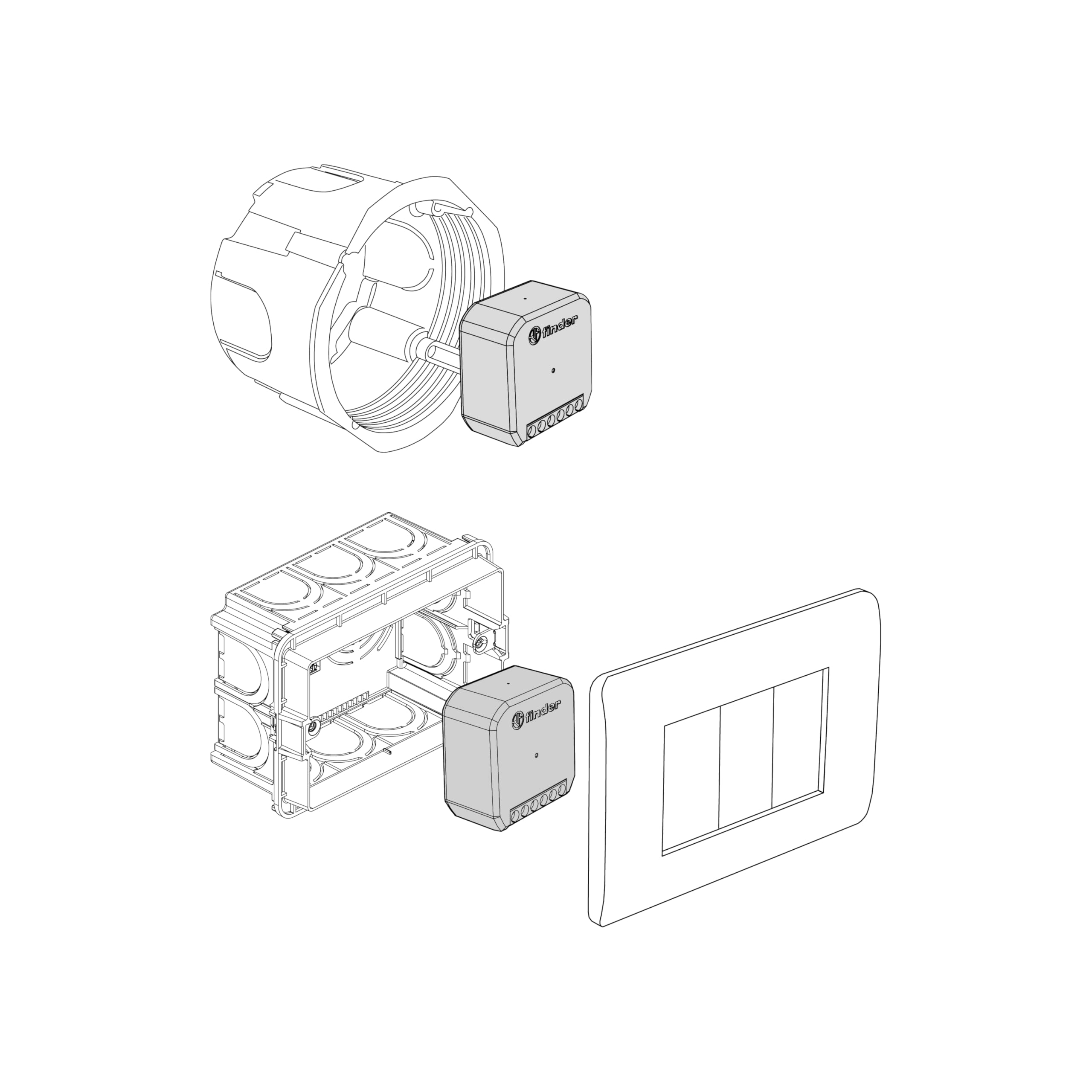 Finder Attuatore bluetooth comando tapparelle Connesso da Incasso Tipo 13.S2.8.230.B000. Per il controllo da remoto di tende e tapparelle elettriche. Connessione Bluetooth Low Energy