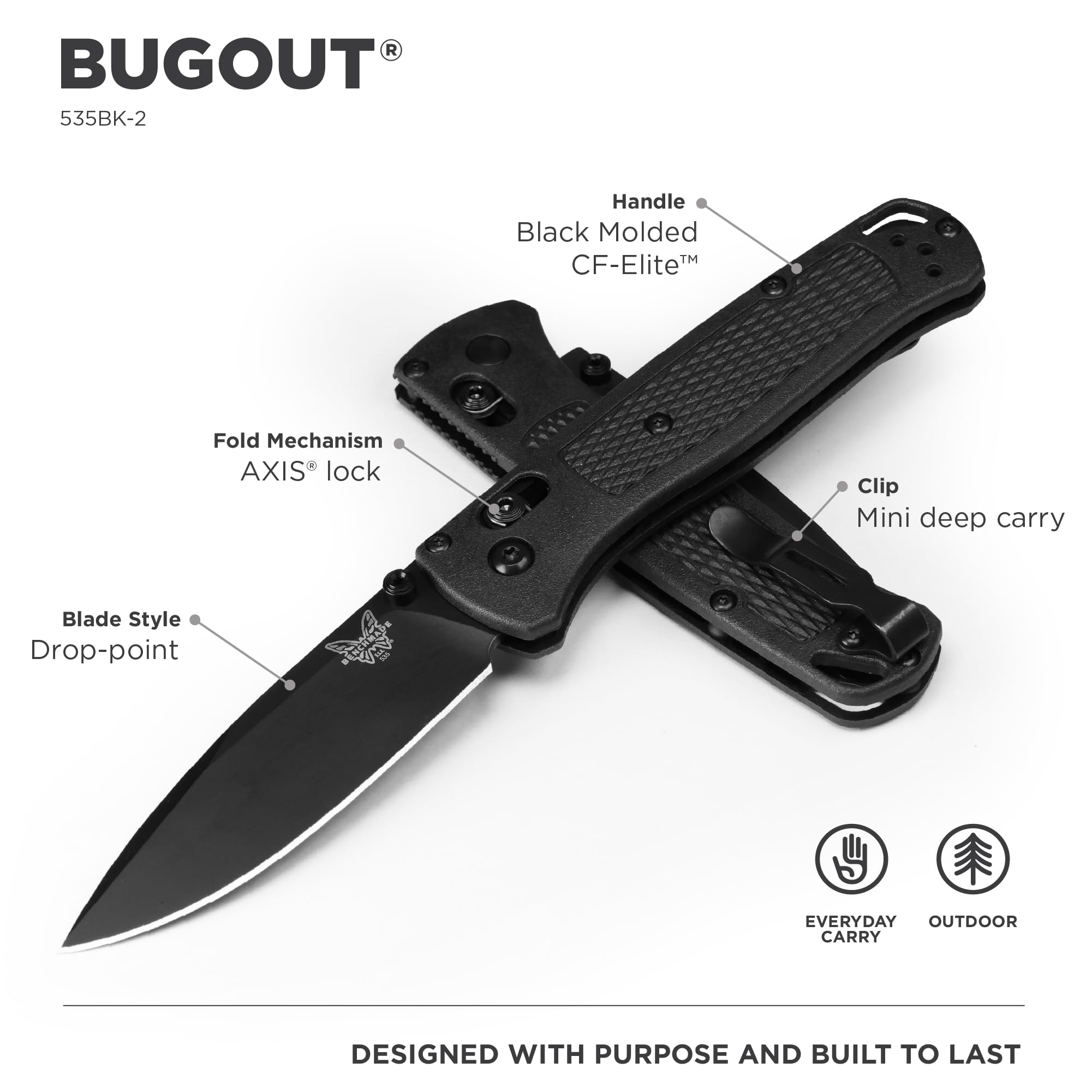 Amazon.co.jp: ベンチメイド 535BK-2 バグアウト ブラック-ブラック 