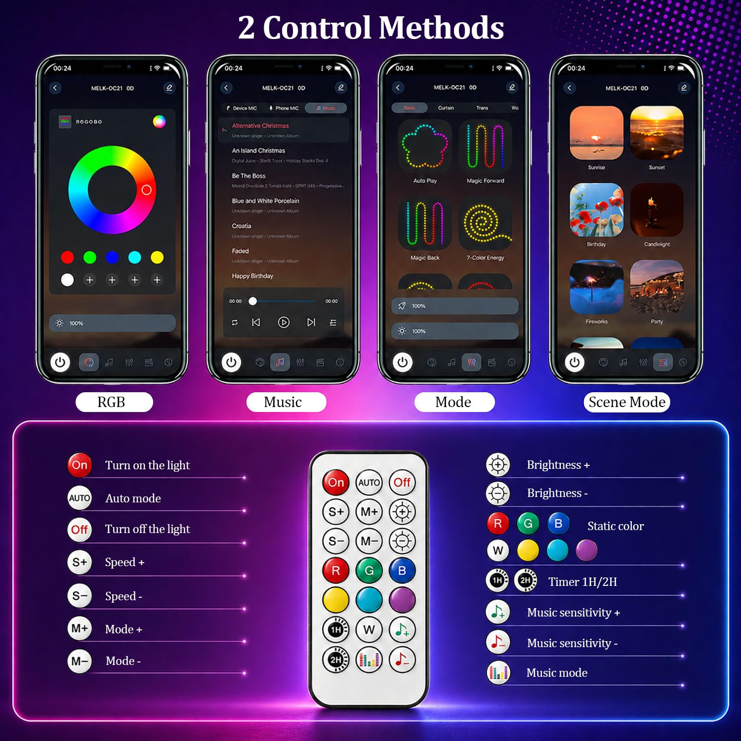 4 Stück Unterbeleuchtung für Auto, Autounterlicht RGB Streifenlichter mit App Steuerung, Musiksynchronisierung und Multi-Mode, Auto Underglow Kit, DC 12 V
