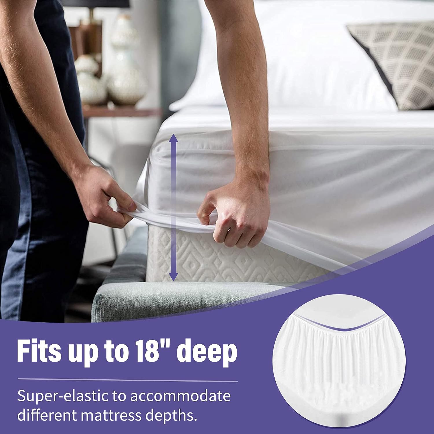 Waterproof Mattress Cover Full Size Bed Mattress Protector Washable Soft Cotton Terry Matressprotector Full Breathable Noiseless Vinyl-Free Deep Pocket 54" x 75"