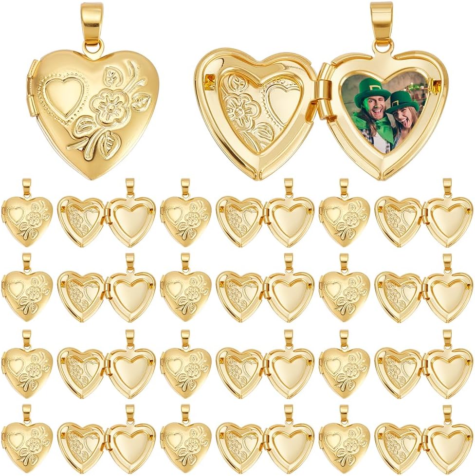 Locket Pendants Small Heart Photo Frame Charms Metal Memory Locket Charms Heart Picture Frame Bouquet Charm for DIY Jewelry Making