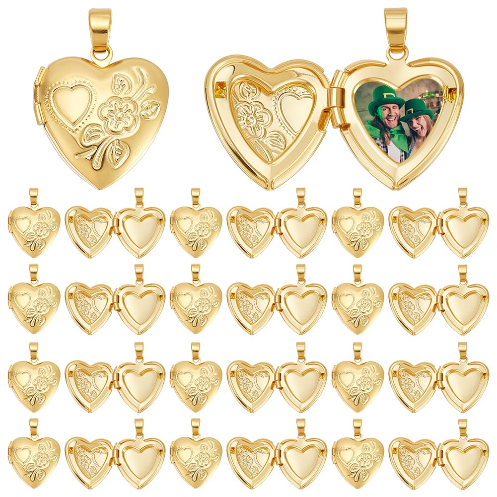 Locket Pendants Small Heart Photo Frame Charms Metal Memory Locket Charms Heart Picture Frame Bouquet Charm for DIY Jewelry Making