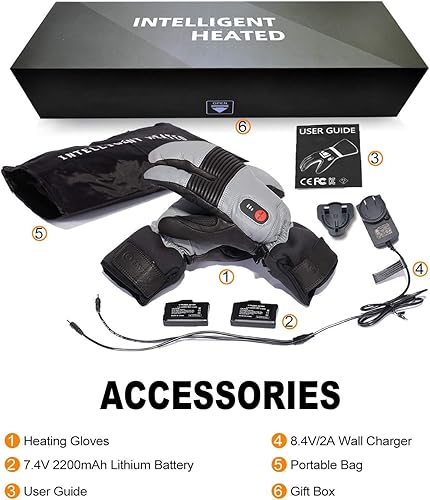 Miniatura 7 de SAVIOR HEAT Guantes de esquí con calefacción, batería recargable eléctrica, para hombres, mujeres, niños, invierno, snowboard, motocicleta,