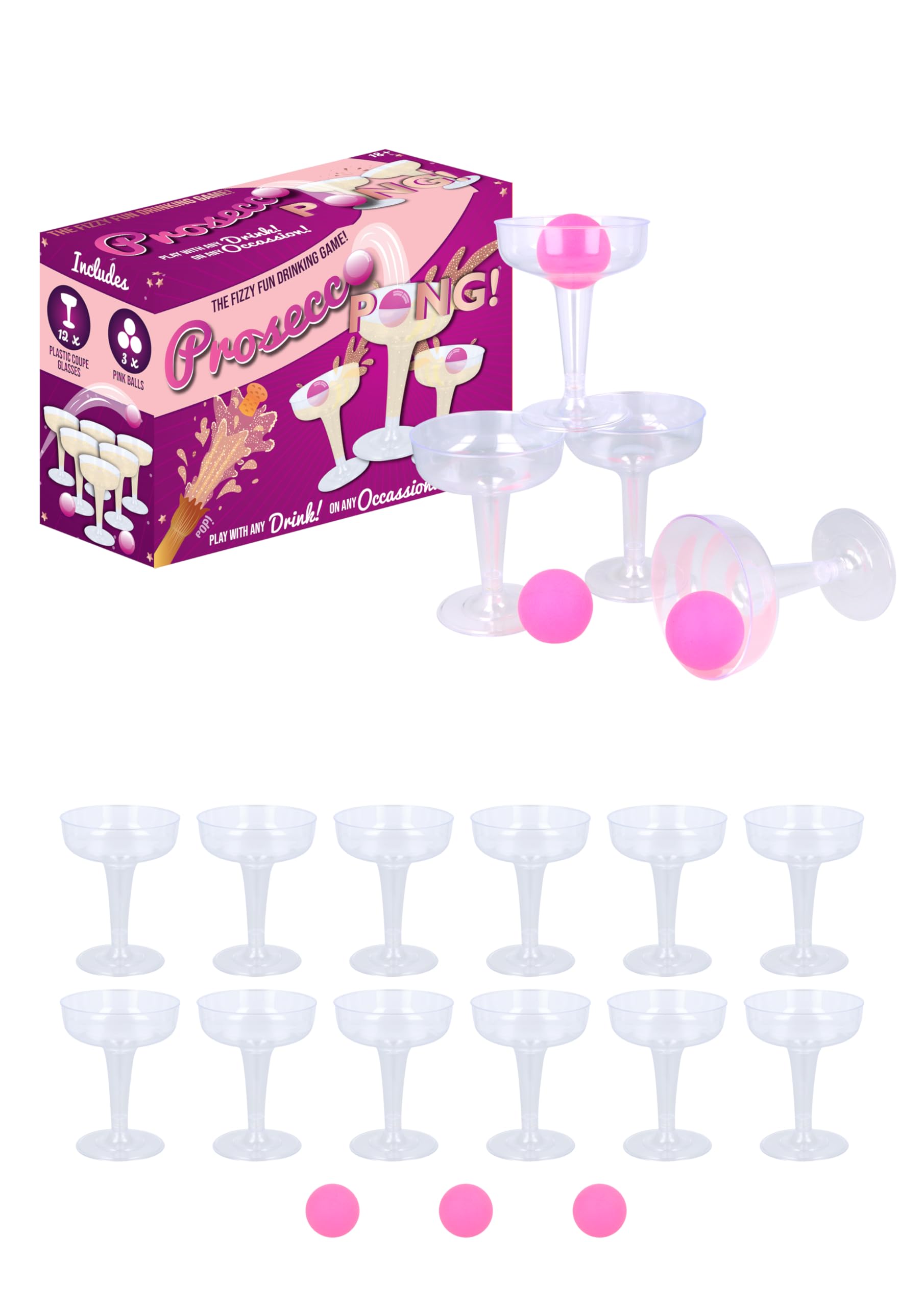 HENBRANDT 2 x Prosecco Pong Game Set - 15 Piece for Students Birthday Parties Hen Party Stag Do Summer Fun Drinking Bar Games for Adults