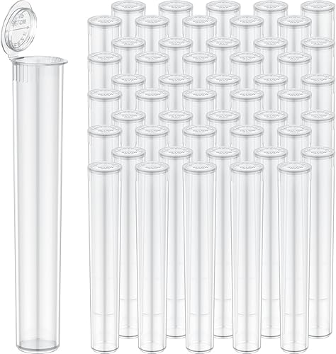 Tubos de 4.567 in transparentes de plástico tamaño King para almacenamiento de tubos preenrollados con tapa para apretar (paquete de 50), soporte de