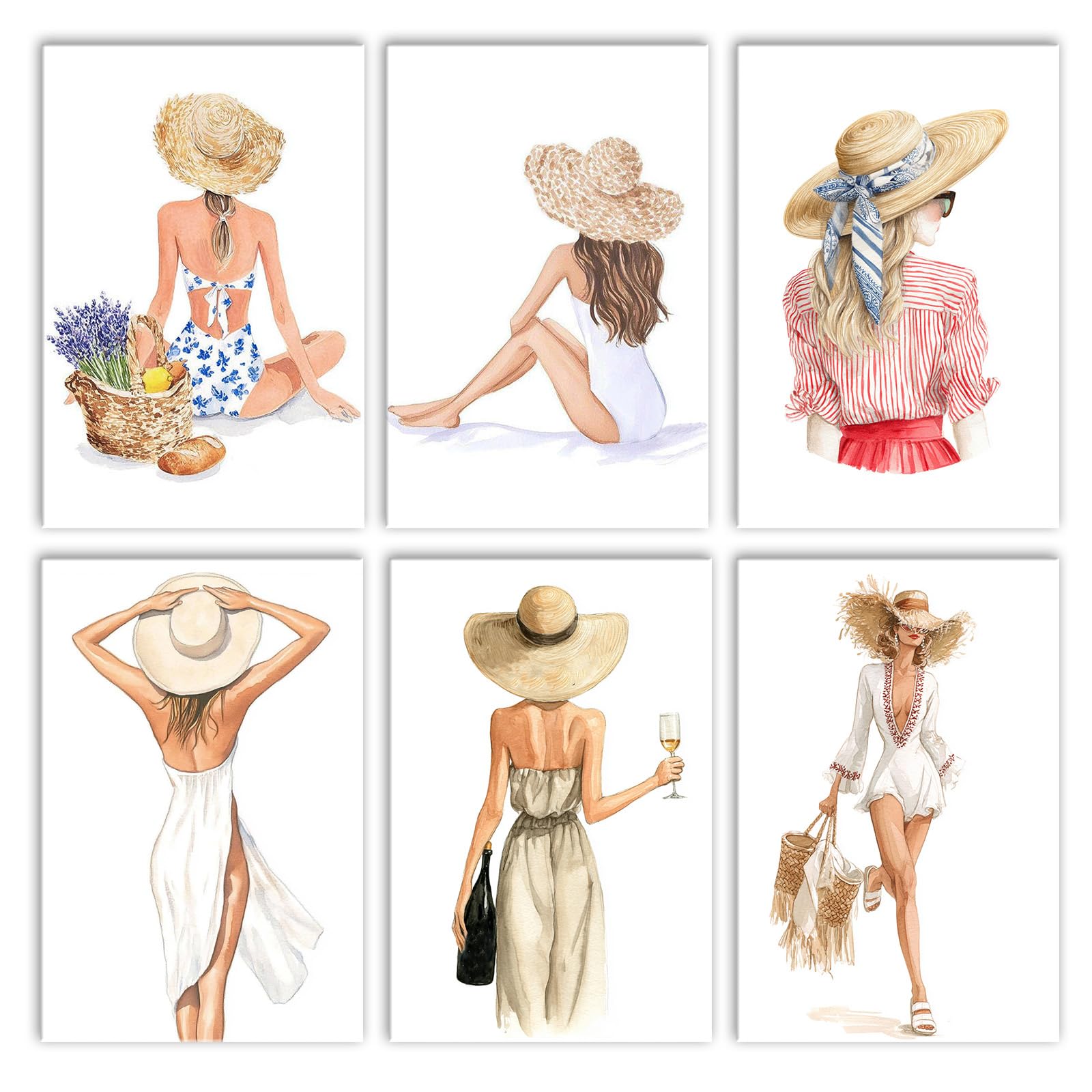 Walarky Girl Drawing Paint by Number Adults Set of 6 Holiday Vibe Digital Oil Painting Frameless